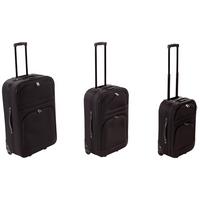 Reisekoffer Set 3-tlg. Paris 2 Rollen - Schwarz, Kunststoff/Textil - Luca Bessoni