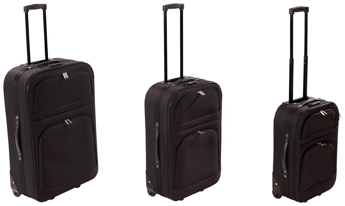 Reisekoffer Set 3-tlg. Paris 2 Rollen - Schwarz, Kunststoff/Textil - Luca Bessoni