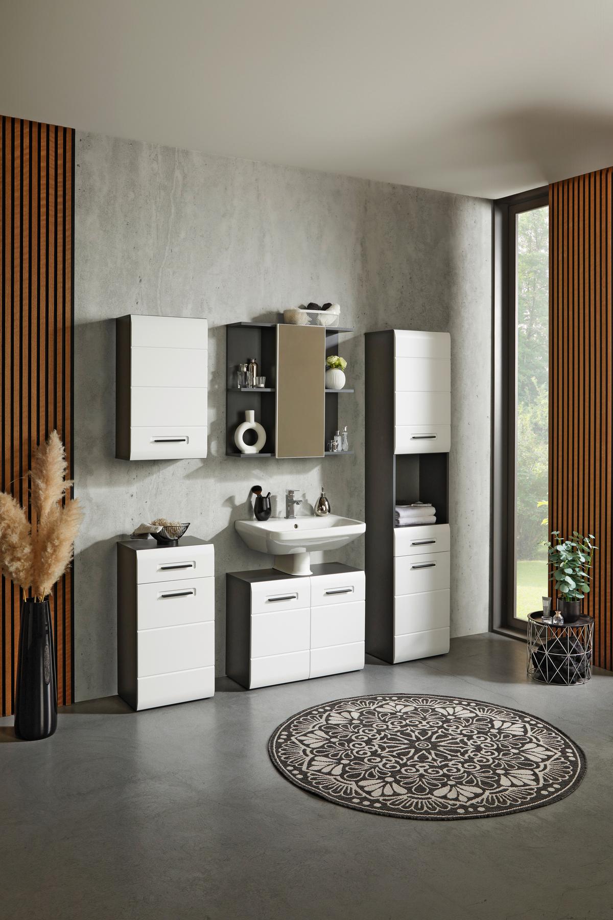 Pearl New Snol 111 Mosdó Alatti Szekrény - antracit/fehér, Konventionell, faalapú anyag (70/55,5/29,6cm)