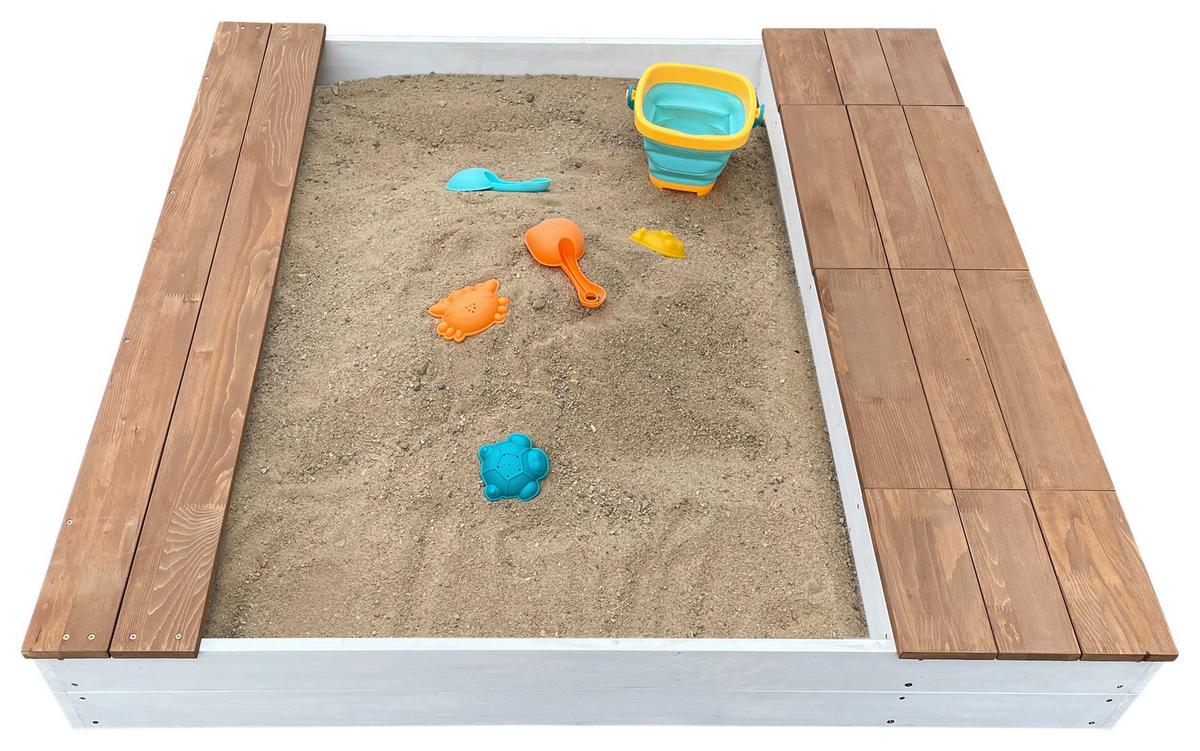 Sandkasten A031.016.01 - Braun/Weiß, KONVENTIONELL, Holz (117/18,7/119cm) - Ambia Garden
