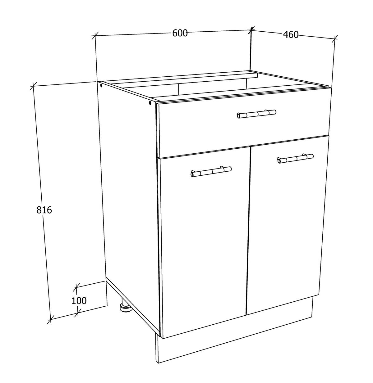 Küchenunterschrank Esilo 60 Cm Weiß - Weiß, KONVENTIONELL, Holzwerkstoff (60/82/46cm) - MID.YOU