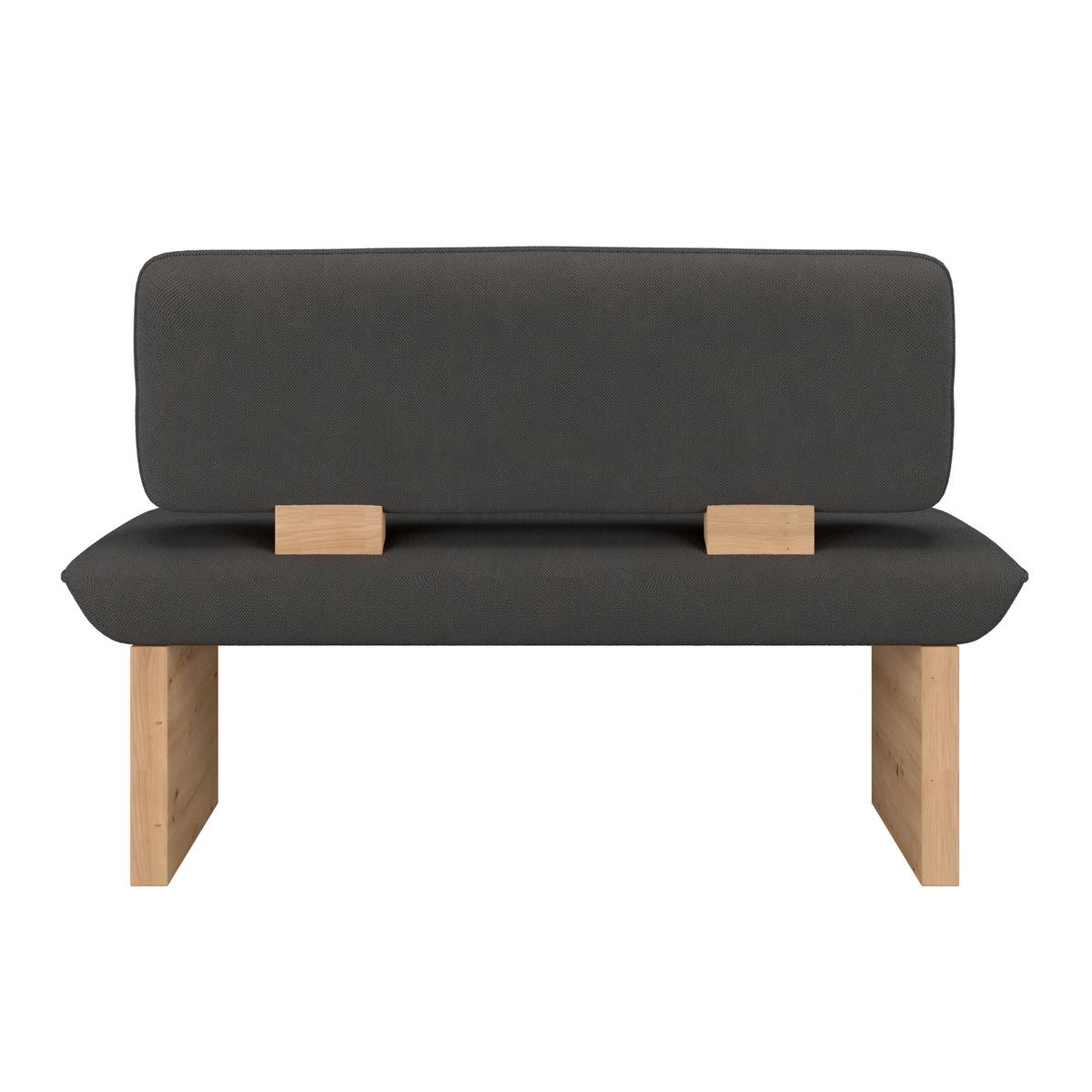 Sitzbank Beluna II Webstoff anthrazit, B: 120cm - Eichefarben/Anthrazit, KONVENTIONELL, Holzwerkstoff/Textil (120/87/67cm) - James Wood