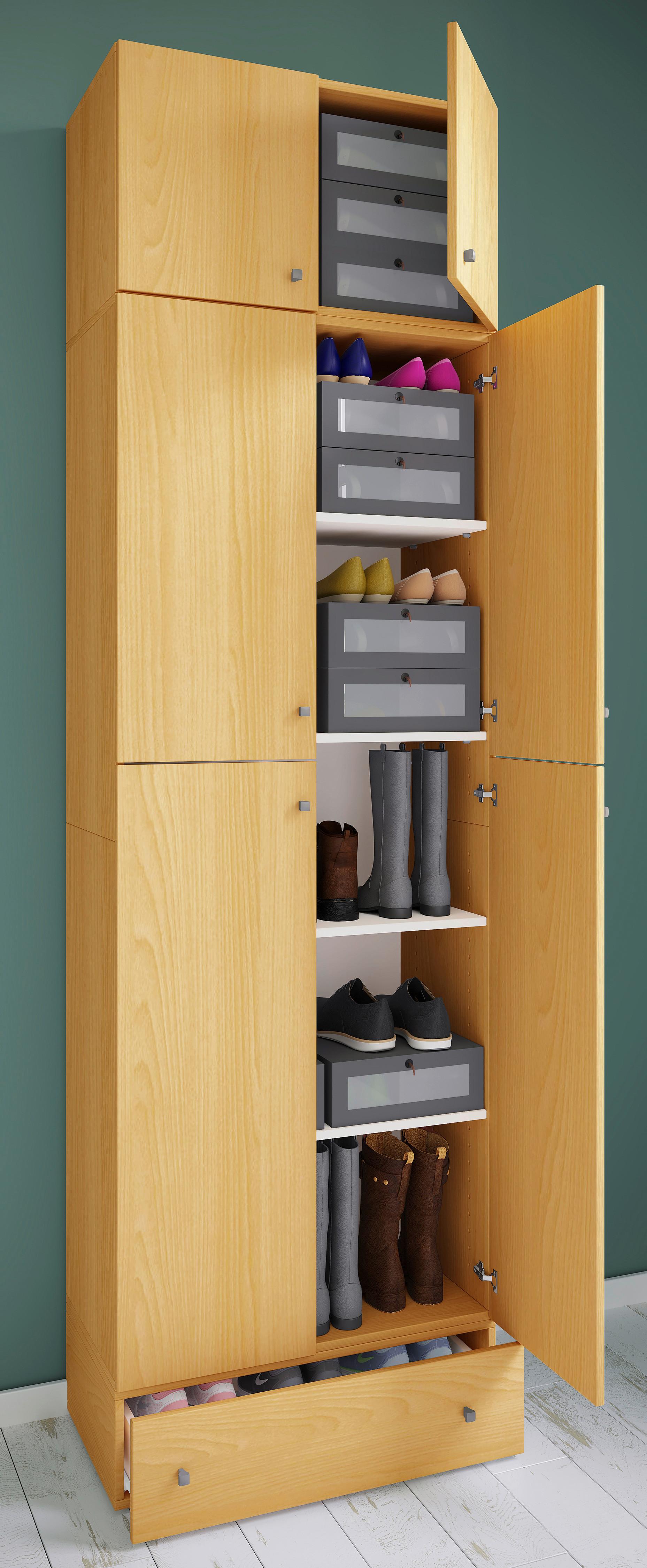Schuhschrank Lona XXL Buche Dekor B: 70 cm - Buchefarben/Schwarz, KONVENTIONELL, Holzwerkstoff (70/240/39cm) - MID.YOU