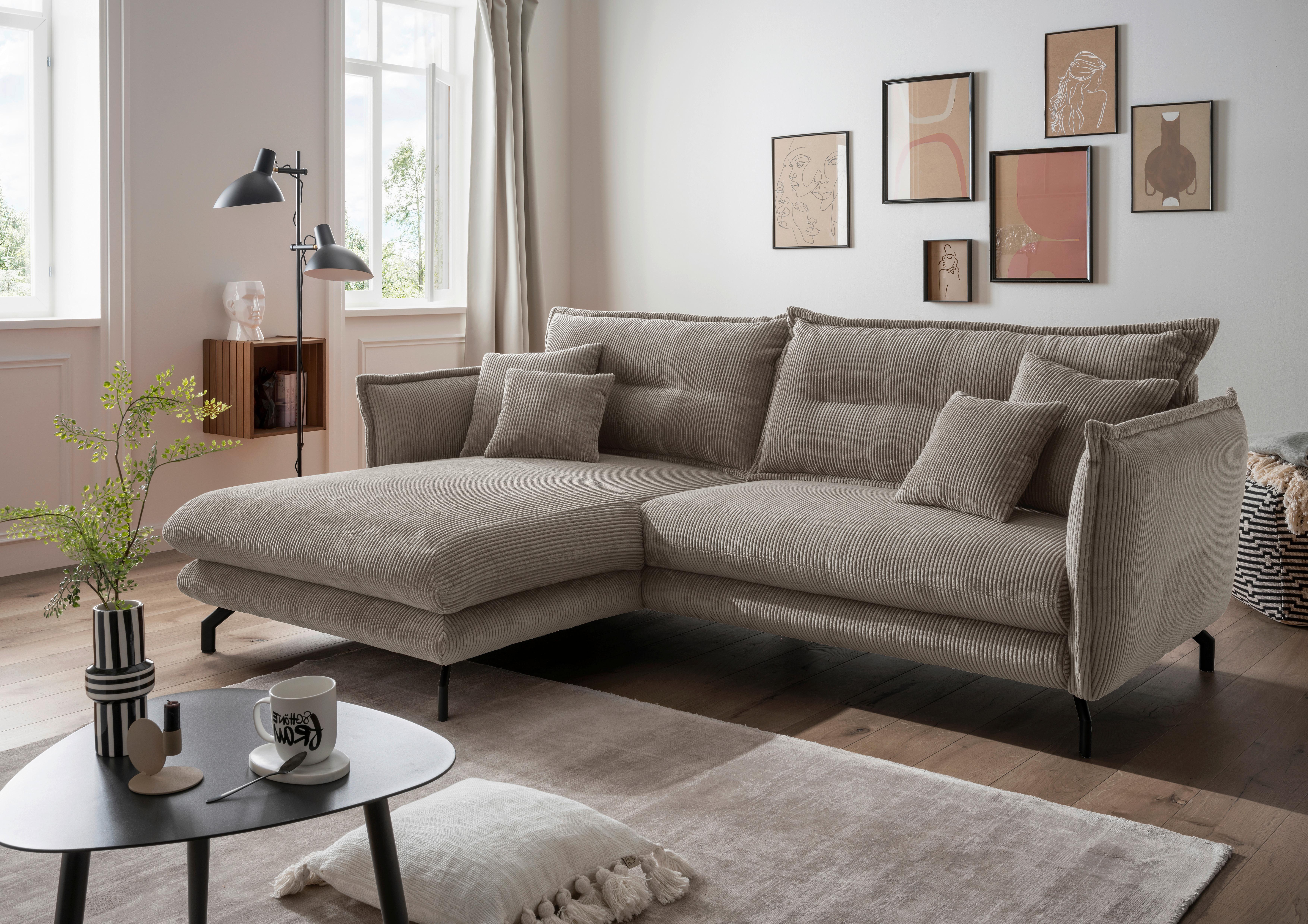 Ecksofa Lava Graubraun S: 180/255 cm - Graubraun/Schwarz, MODERN, Textil (180/255cm) - Livetastic