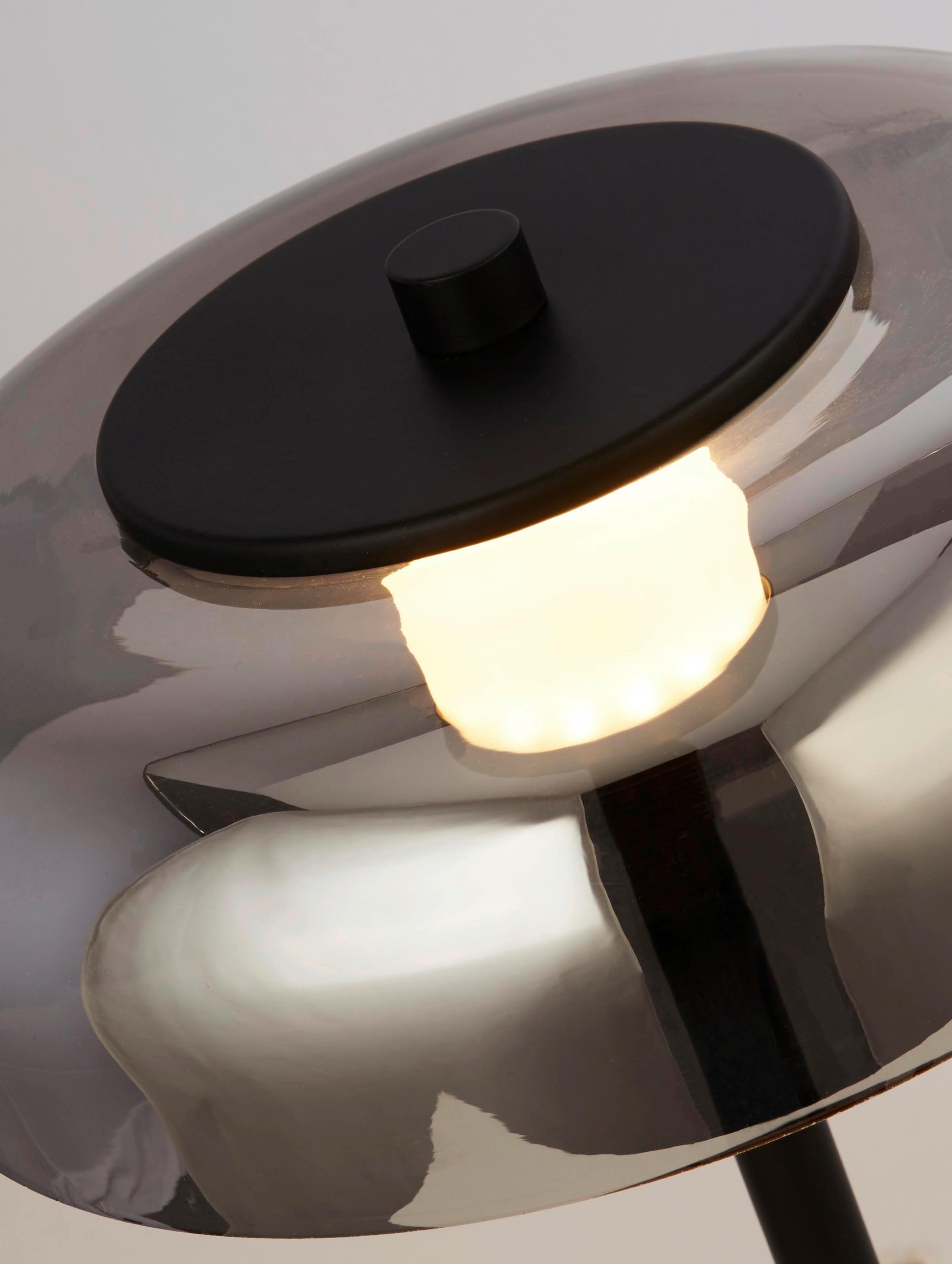 LED-Stehleuchte Frisbee Eu59802-1sm - Schwarz, Basics, Glas/Metall (30/146cm)