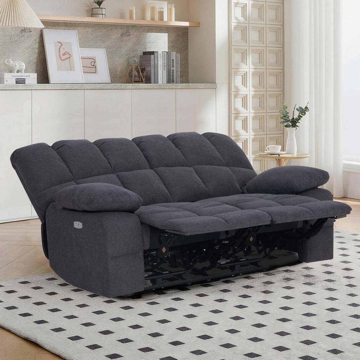 Dvojmiestna pohovka BOLTON, sivá, el.relaxačná funkcia - sivá, Basics, kov/drevo (168/103,5/96,5cm)