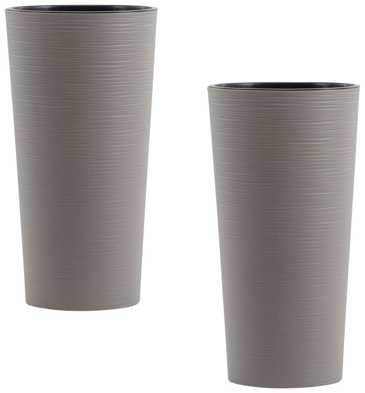 Übertopf-set Grau D: 25 Cm 2-Teilig - Grau, Basics, Kunststoff (25/46,5cm) - Siena Garden