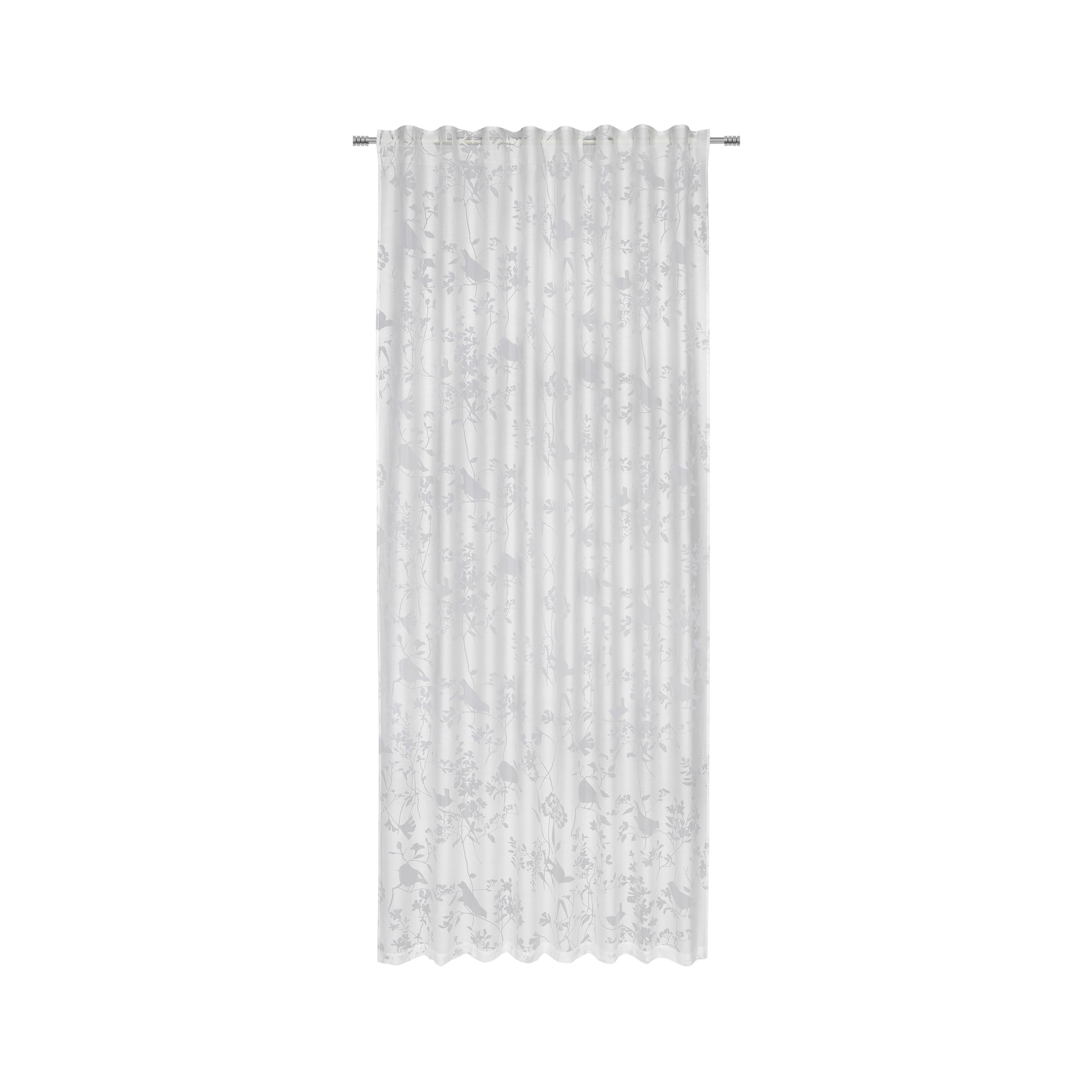 Hotový Záves Květy/ptáci, 135x245cm - biela, Romantický / Vidiecky, textil (135/245cm) - Modern Living