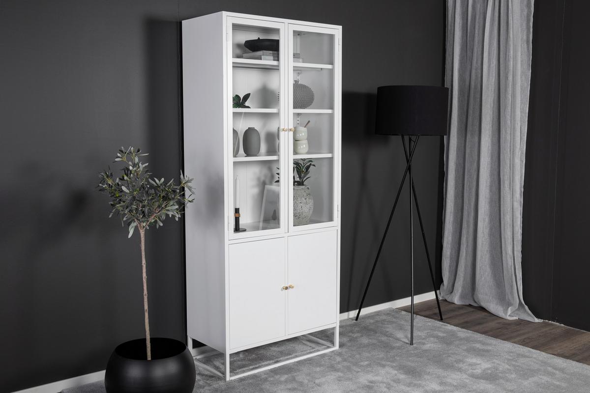 Vitrine Bakal - Weiß, Design, Glas/Metall (80/190/41cm) - Livetastic