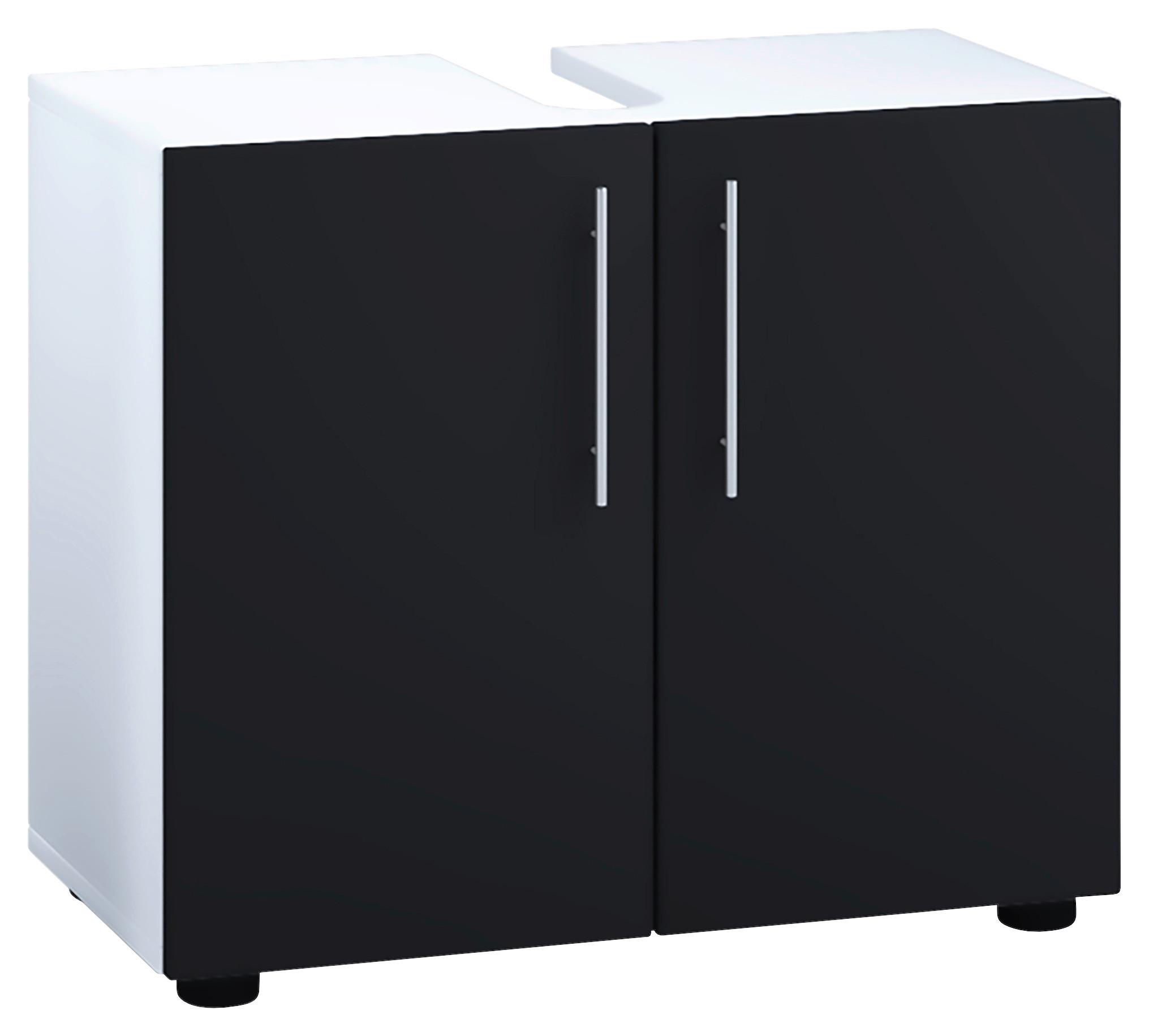 Waschbeckenuterschrank Flandu II B: 60,2cm Weiß - Schwarz/Weiß, MODERN, Holzwerkstoff (60,2/50,7/29,6cm) - MID.YOU