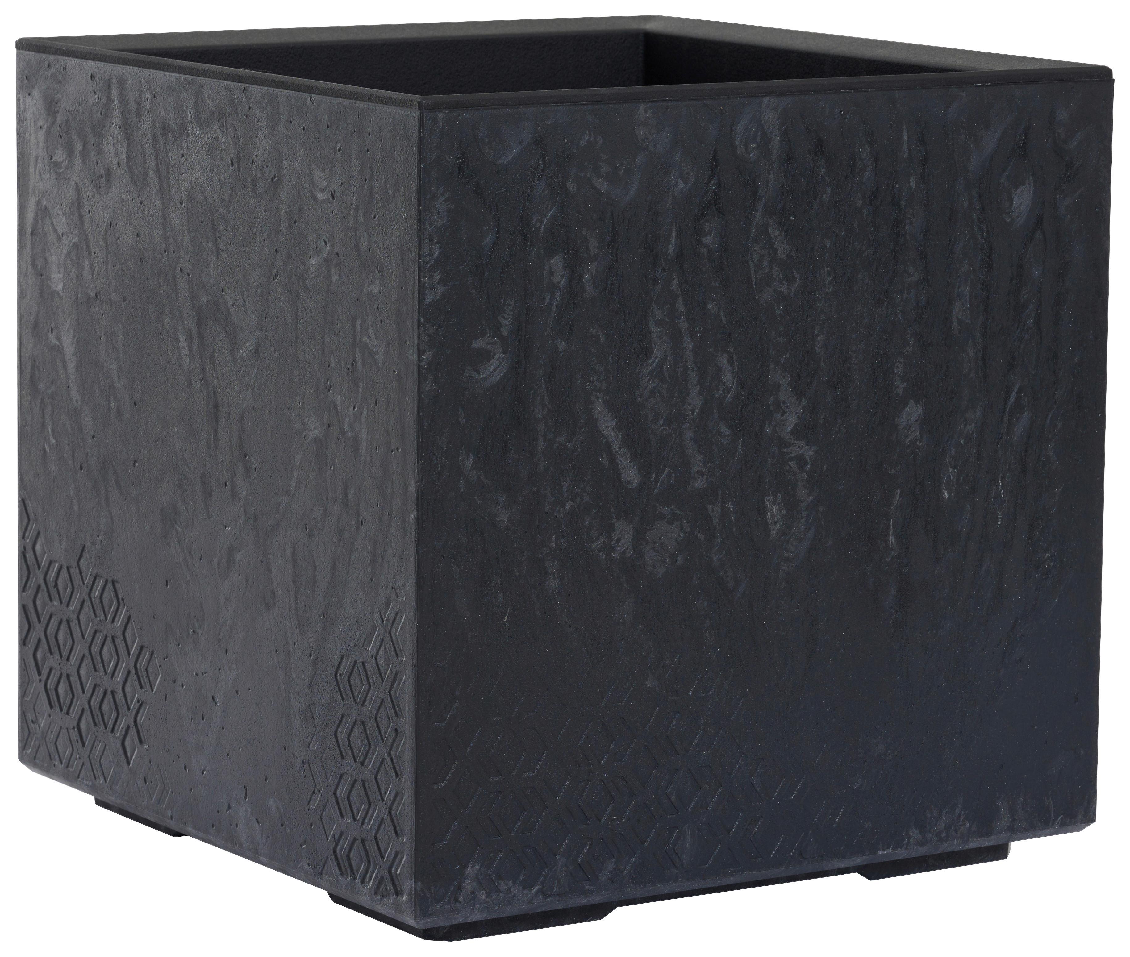 Blumenkasten Schwarz Betonoptik B: 40 cm - Schwarz, Basics, Kunststoff (40/40/40cm) - Siena Garden