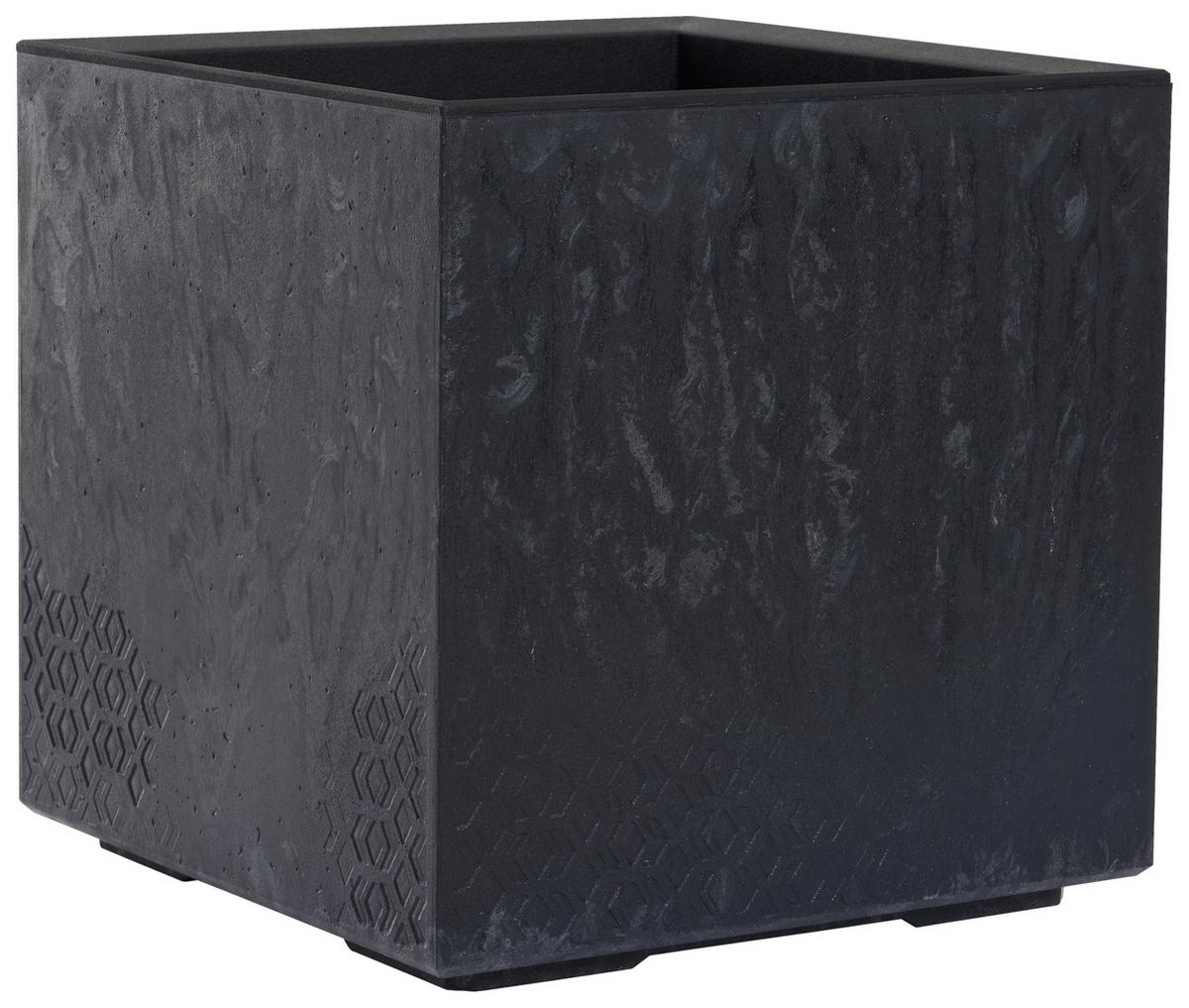 Blumenkasten Schwarz Betonoptik B: 40 cm - Schwarz, Basics, Kunststoff (40/40/40cm) - Siena Garden