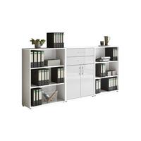 Aktenschrank Office Edition Weiß/Weiß Hochglanz B: 253,2cm - Weiß Hochglanz/Weiß, MODERN, Holzwerkstoff (253,2/113,6/33cm) - MID.YOU