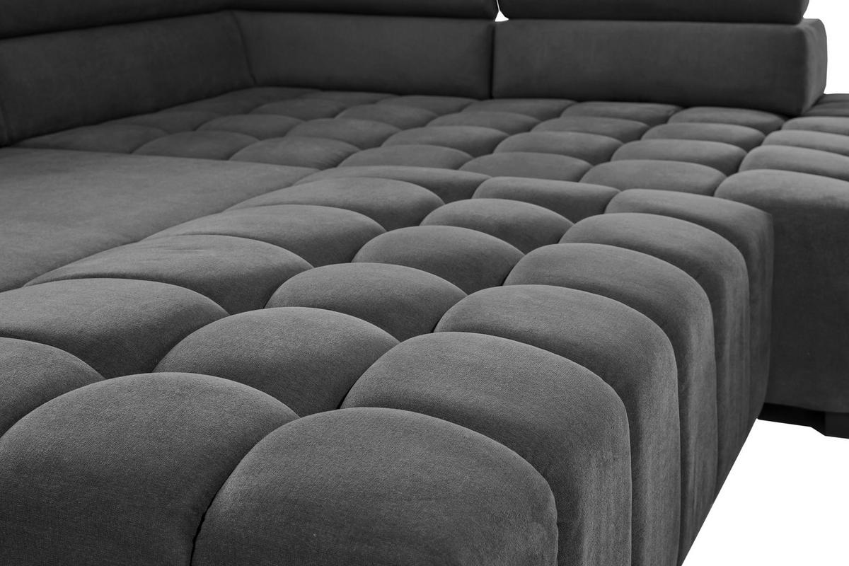 Eckschlafsofa Elias Neu Grau S: 307 cm - Schwarz/Grau, Design, Textil (307/201cm) - Livetastic