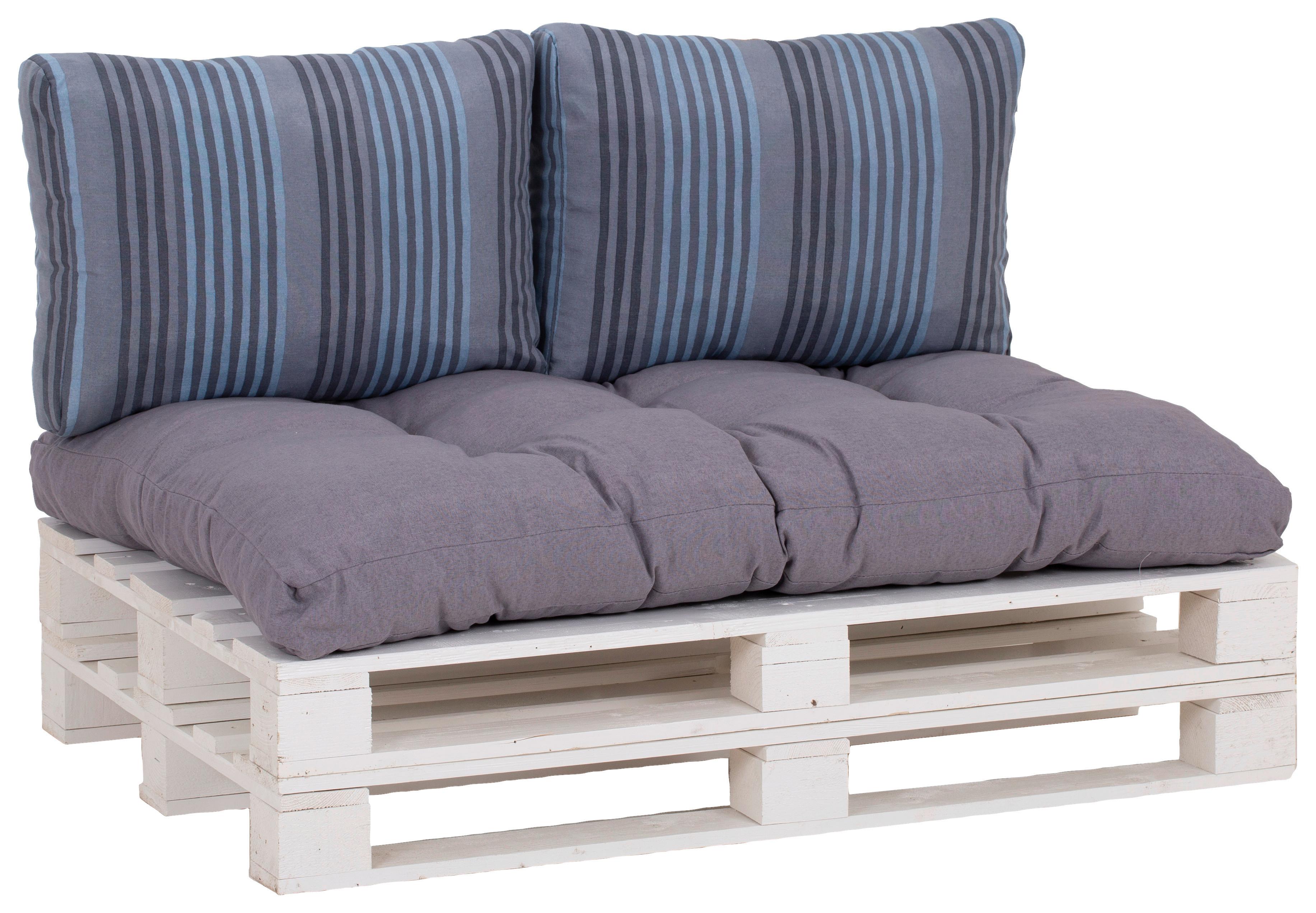 Palettenkissen 3--Teilig 120x80 cm Blau/Grau