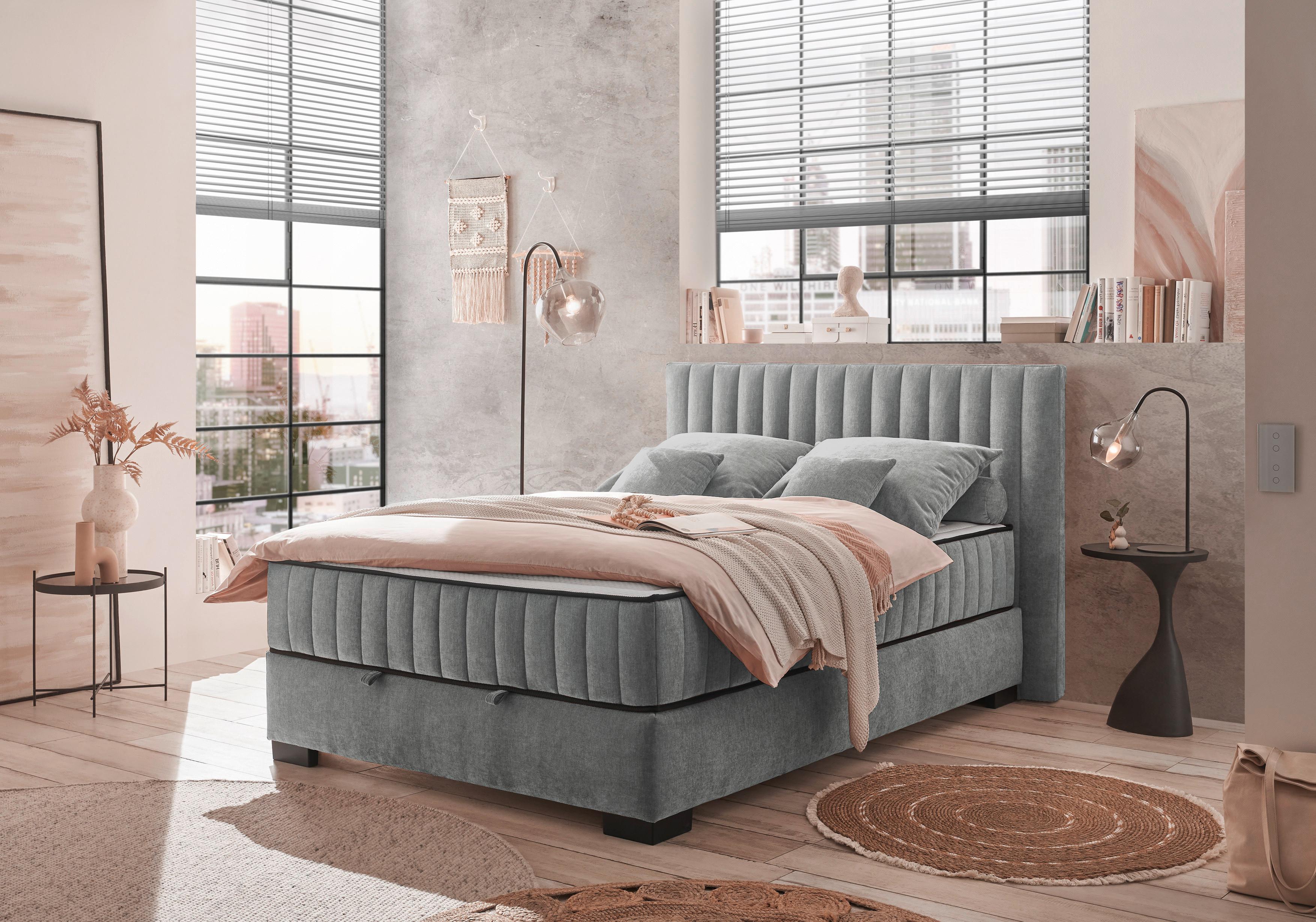 Boxbett Nagol C - Anthrazit/Schwarz, MODERN, Holzwerkstoff/Textil (140/200cm) - MID.YOU