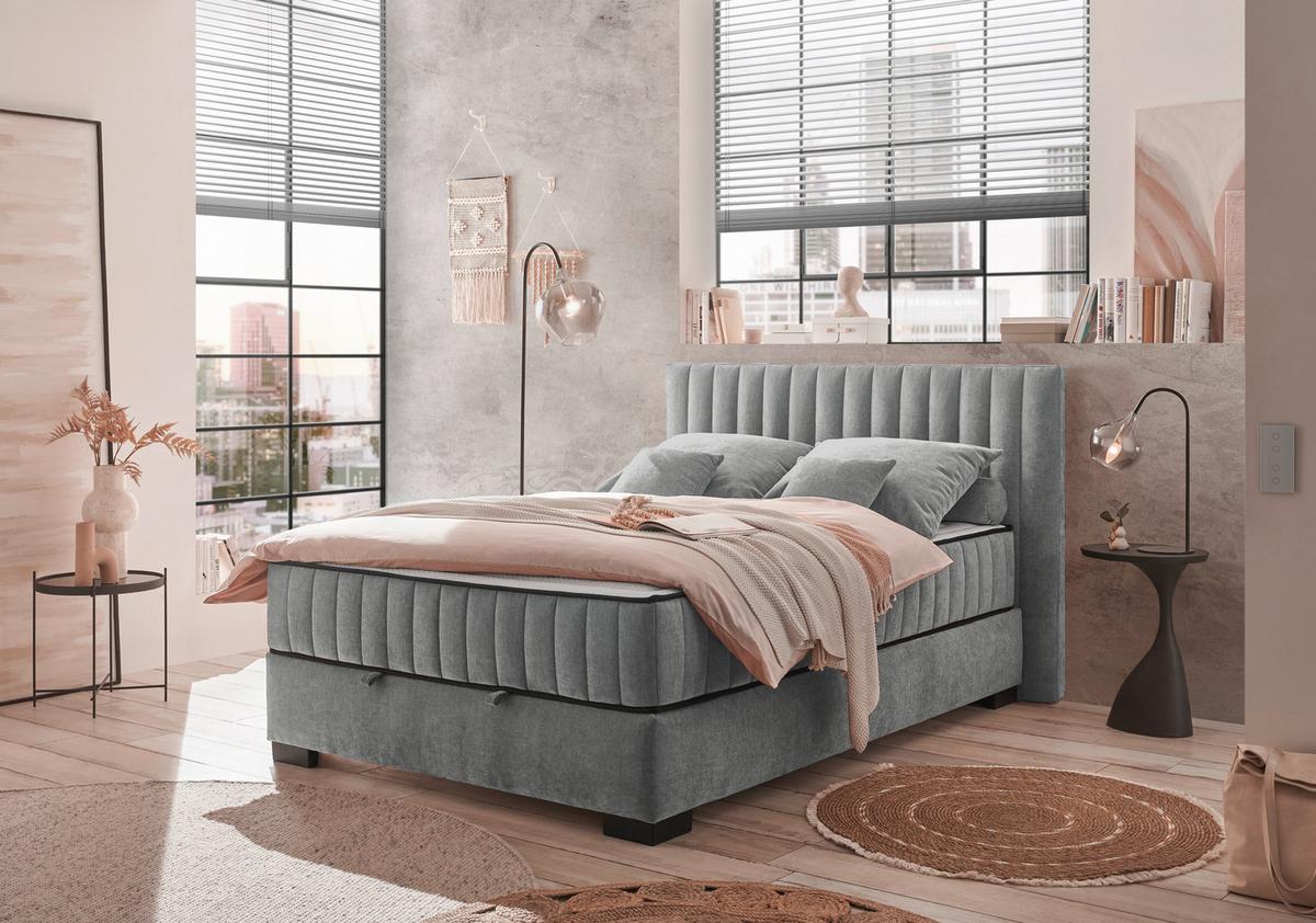 Boxbett Nagol C - Anthrazit/Schwarz, MODERN, Holzwerkstoff/Textil (140/200cm) - MID.YOU