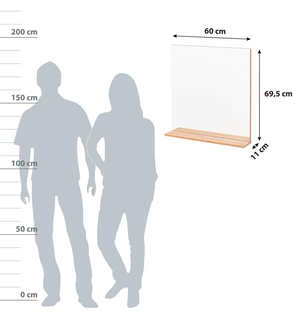 Wandspiegel Finn Eckig 60x69,5 cm ohne Rahmen - Eichefarben, MODERN, Glas/Holzwerkstoff (60/69,5/11cm) - MID.YOU