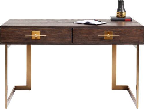 Schreibtisch Osaka - Messingfarben/Braun, Trend, Holzwerkstoff/Metall (138/60/81cm) - Kare-Design