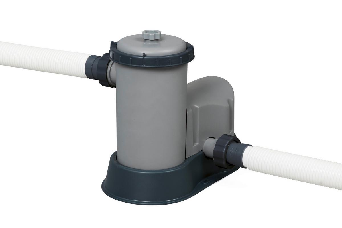 Bestway Stahlwandpool Rund Steven mit Pumpe ⌀ 549 cm - Blau/Grau, Basics, Kunststoff/Metall (549/122cm) - Bestway