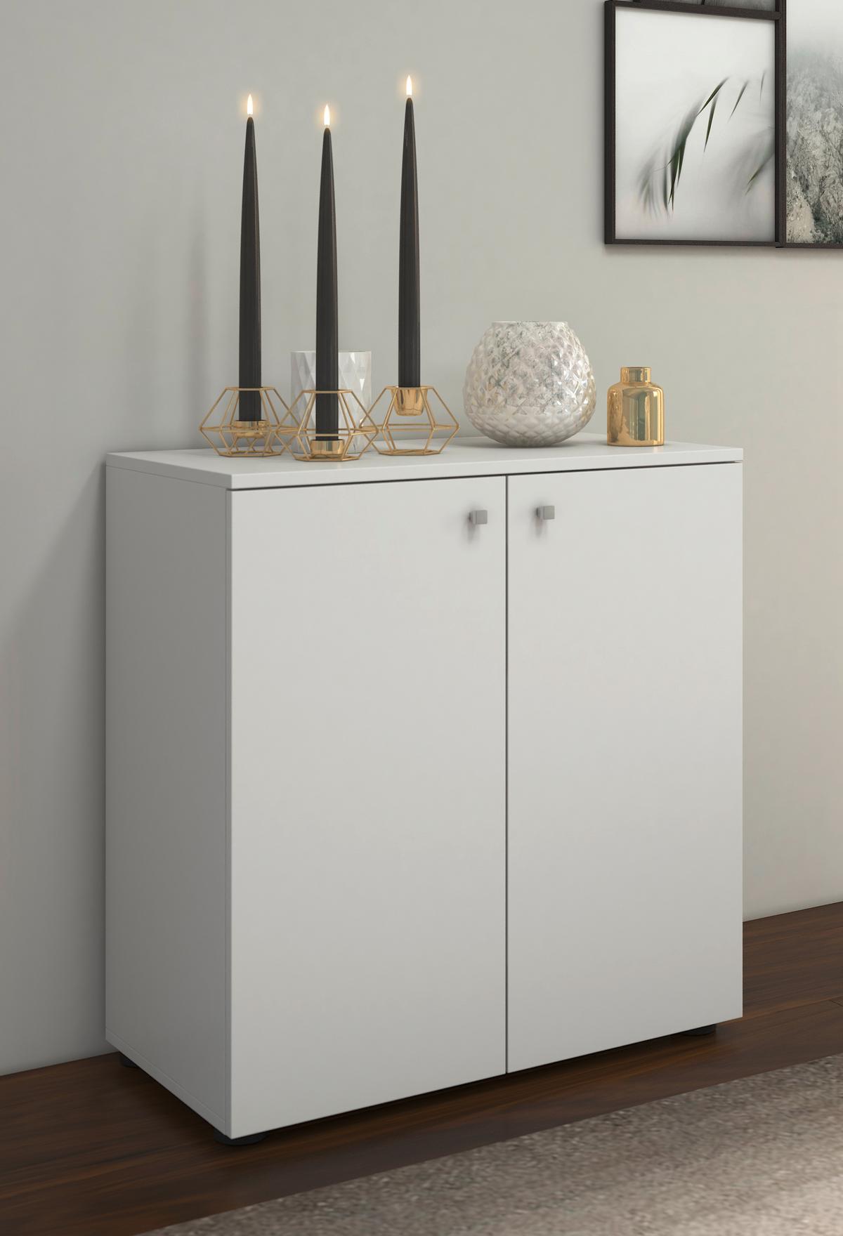 Dvoudveřová komoda Vandol Mini bílá - bílá/černá, Basics, kompozitní dřevo/plast (70/74/40cm) - Livetastic