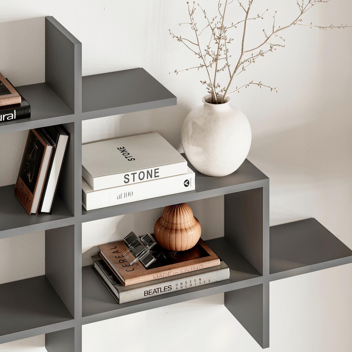 Wandregal Halic Bookcase Anthrazit B: 150 Cm - Anthrazit, Design, Holzwerkstoff (150/82/22cm) - Livetastic