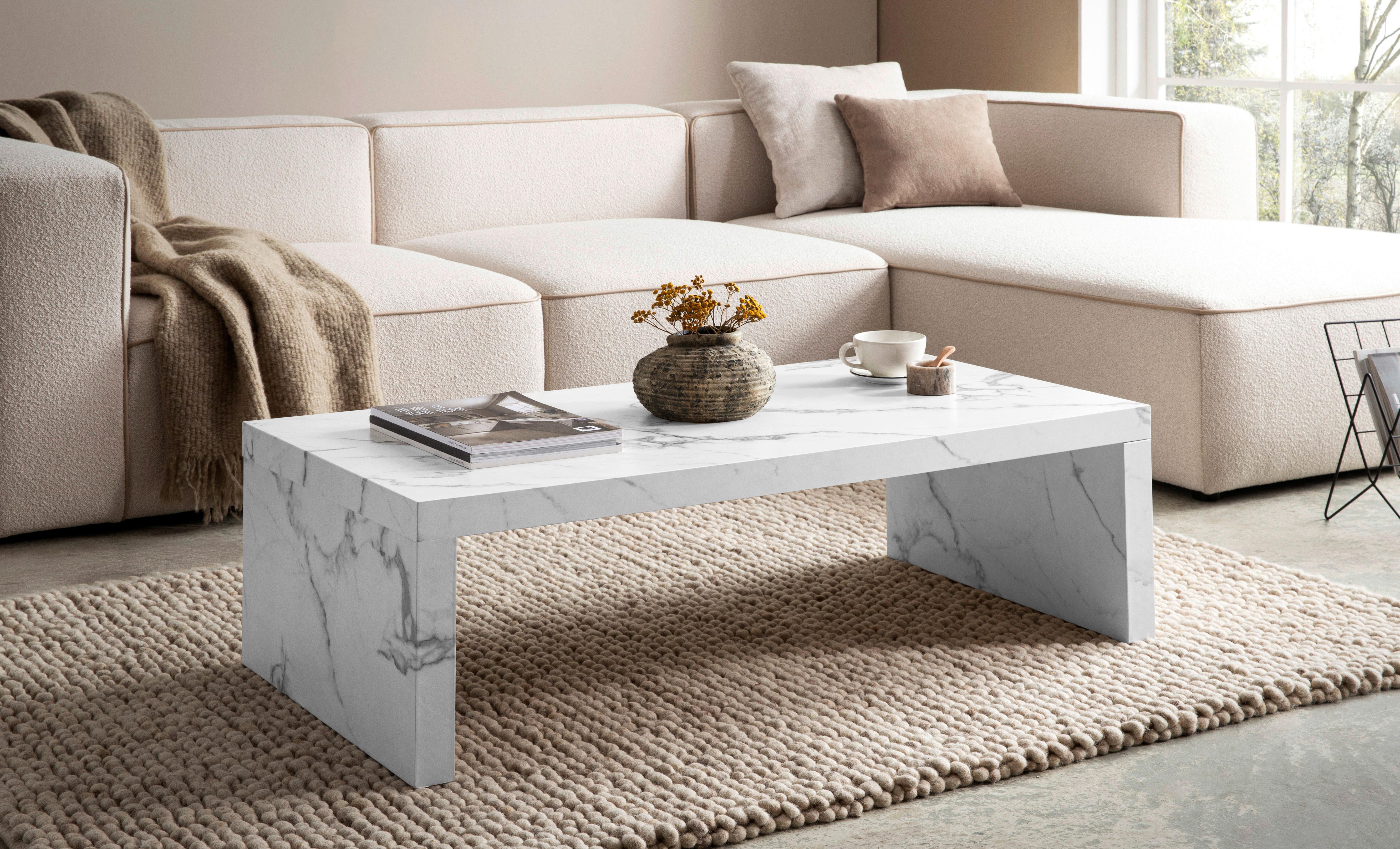 Couchtisch Weiß L: 110 cm - Weiß, Design, Holzwerkstoff (110/55/35cm) - Livetastic