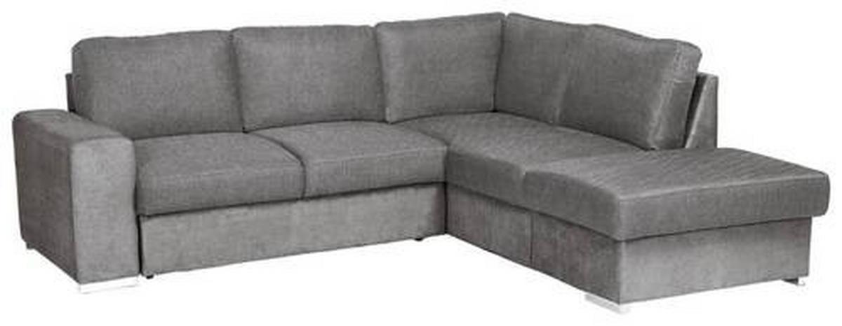 Ecksofa Mit Schlaffunktion Eddi Inkl. Bettkasten Grau - Chromfarben/Grau, KONVENTIONELL, Textil (248/213cm) - MID.YOU