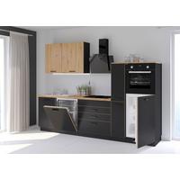 Kuchynský blok BLACKY bez spotřebičů, šířka 280 cm - černá/dub artisan, Design, kompozitní dřevo/plast (280cm) - P & B