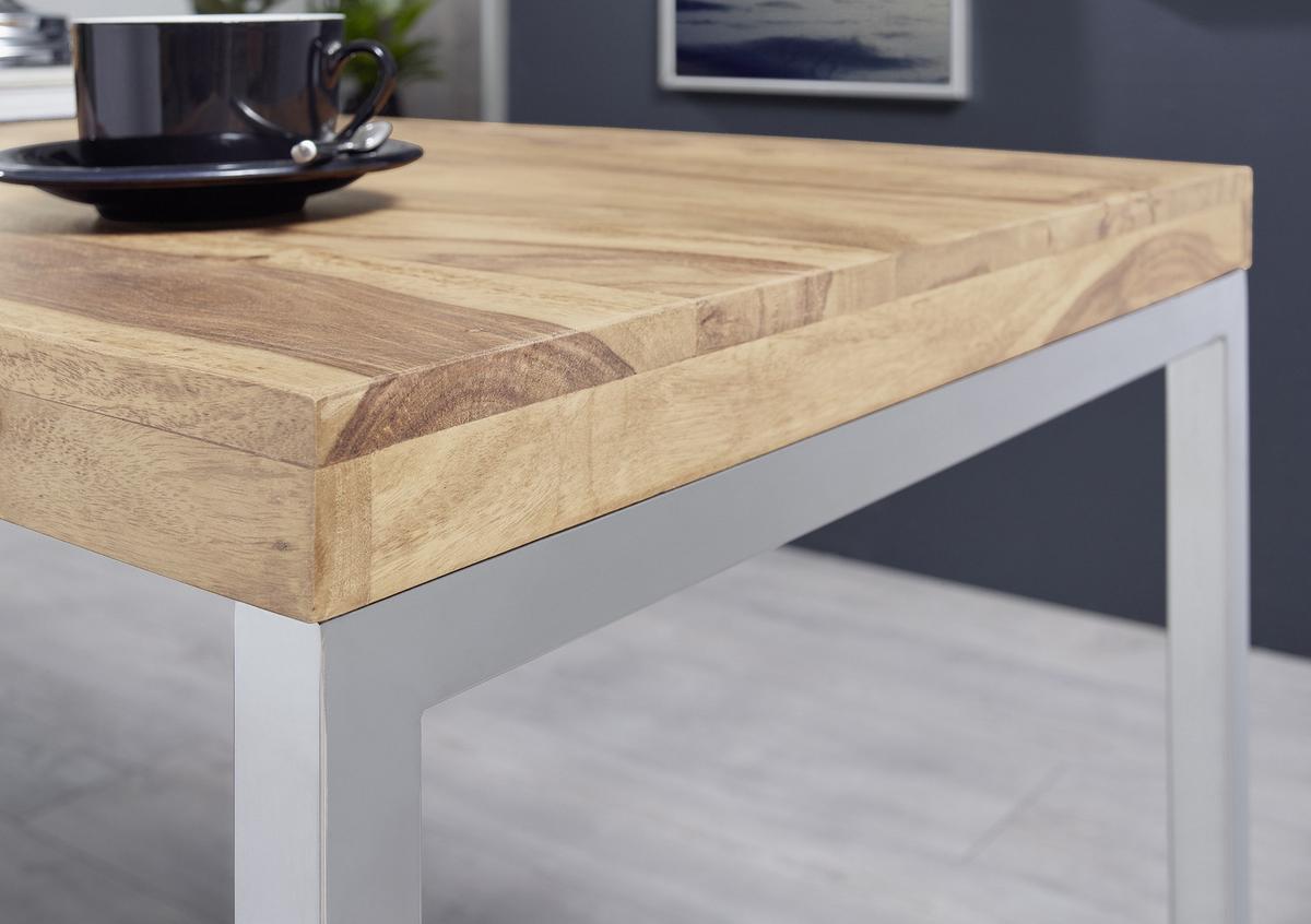 Písací stôl z dreva Akácie GUNA - farba akácie/chrómová, Design, kov/drevo (120/60/76cm) - MID.YOU