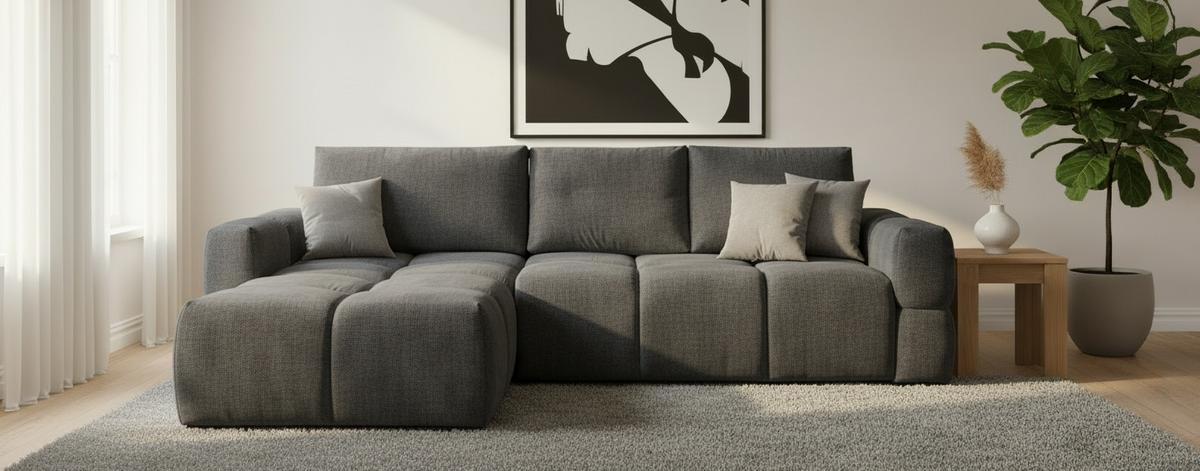 Ecksofa Taremi Anthrazit S 173x299 Cm - Anthrazit/Schwarz, Design, Textil (173/299cm) - Stylife