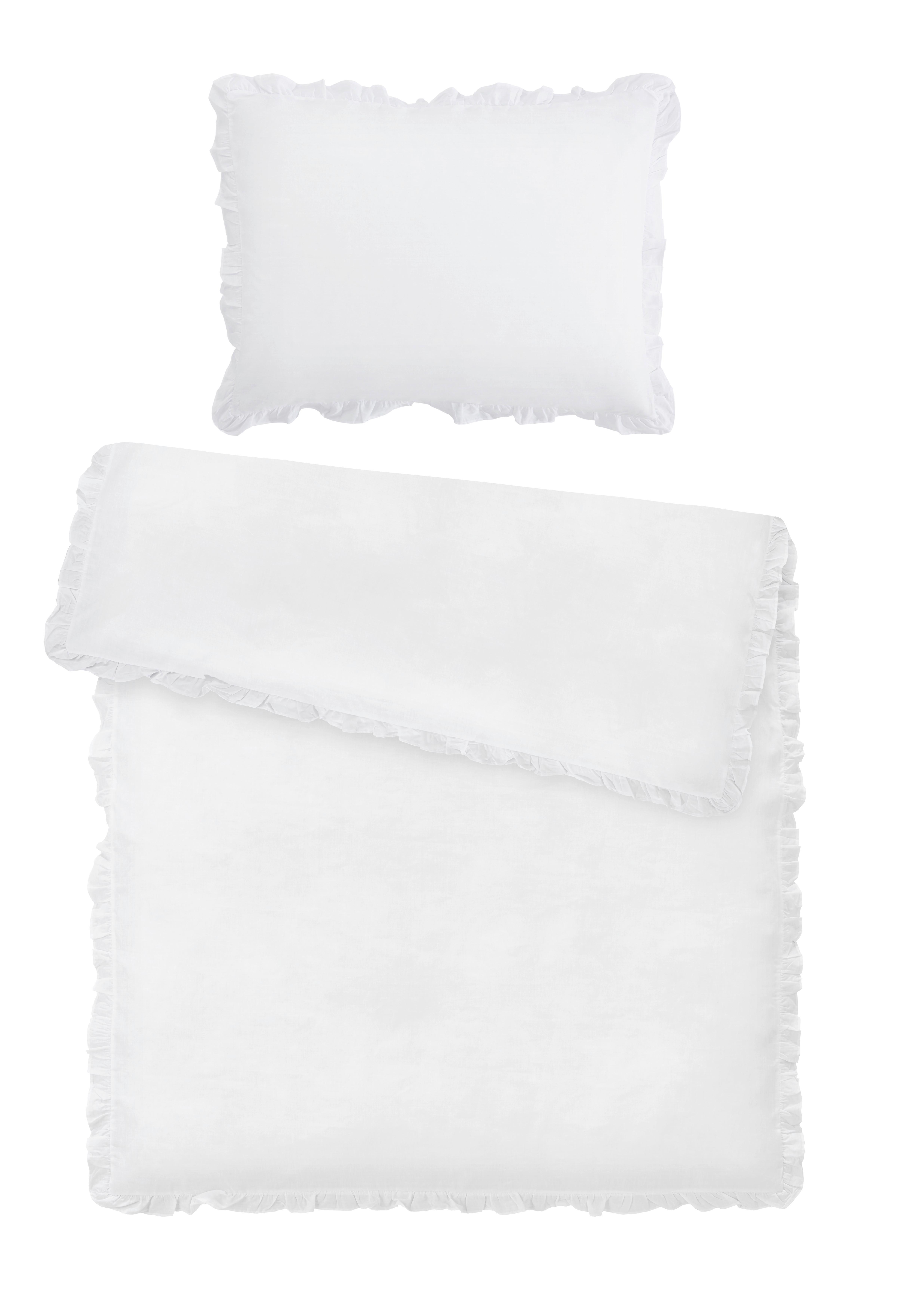 POSTEĽNÁ BIELIZEŇ Ruschen, 70/90 140/200cm - biela, Romantik / Landhaus, textil (140/200cm) - Zandiara