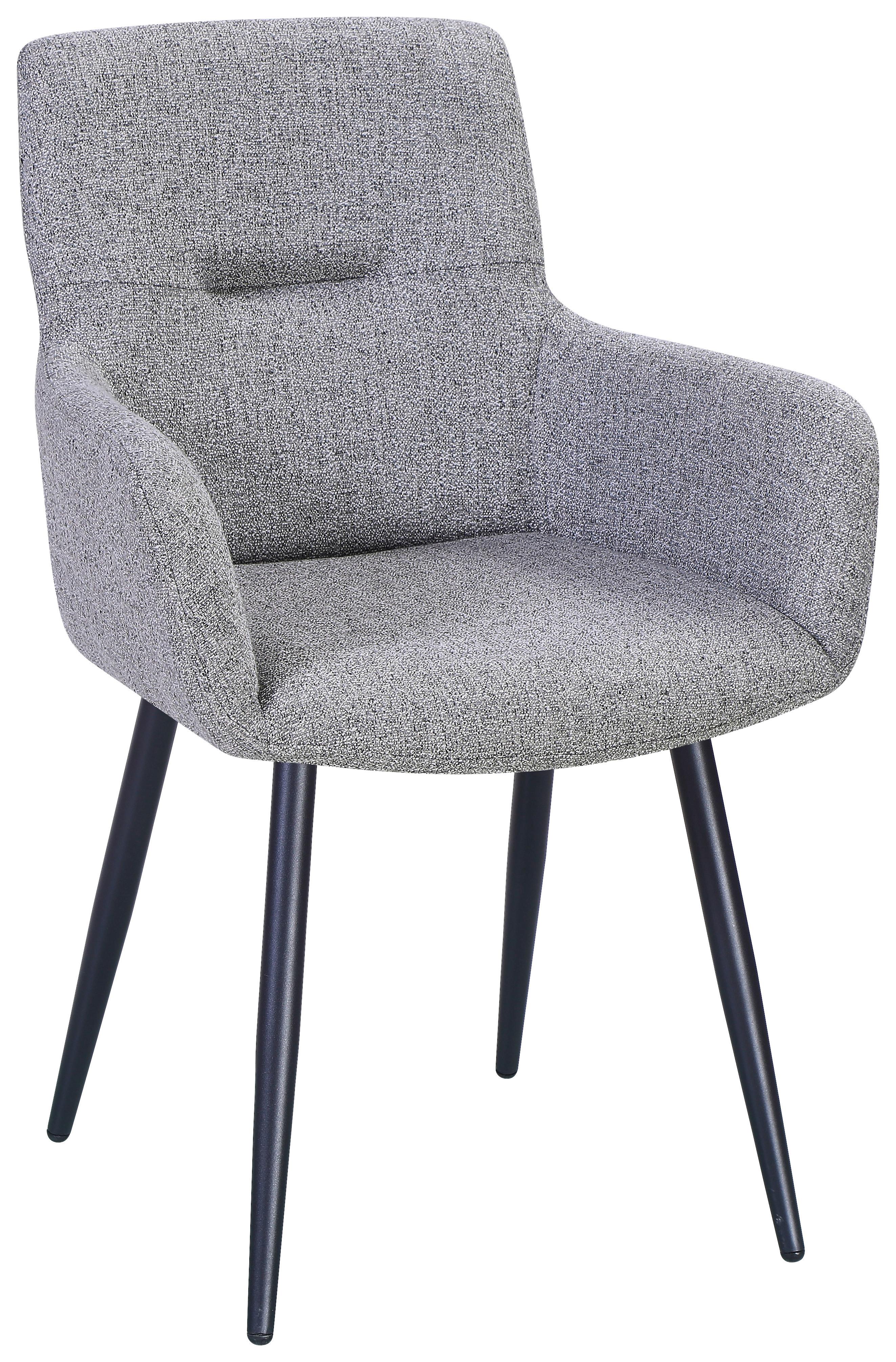 Esszimmerstuhl Edit Webstoff Grau - Schwarz/Grau, MODERN, Textil/Metall (61/88/60cm) - MID.YOU