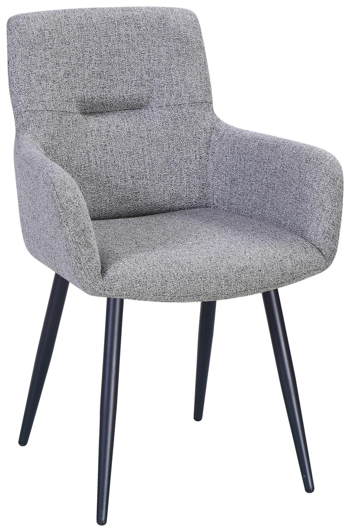 Esszimmerstuhl Edit Webstoff Grau - Schwarz/Grau, MODERN, Textil/Metall (61/88/60cm) - MID.YOU