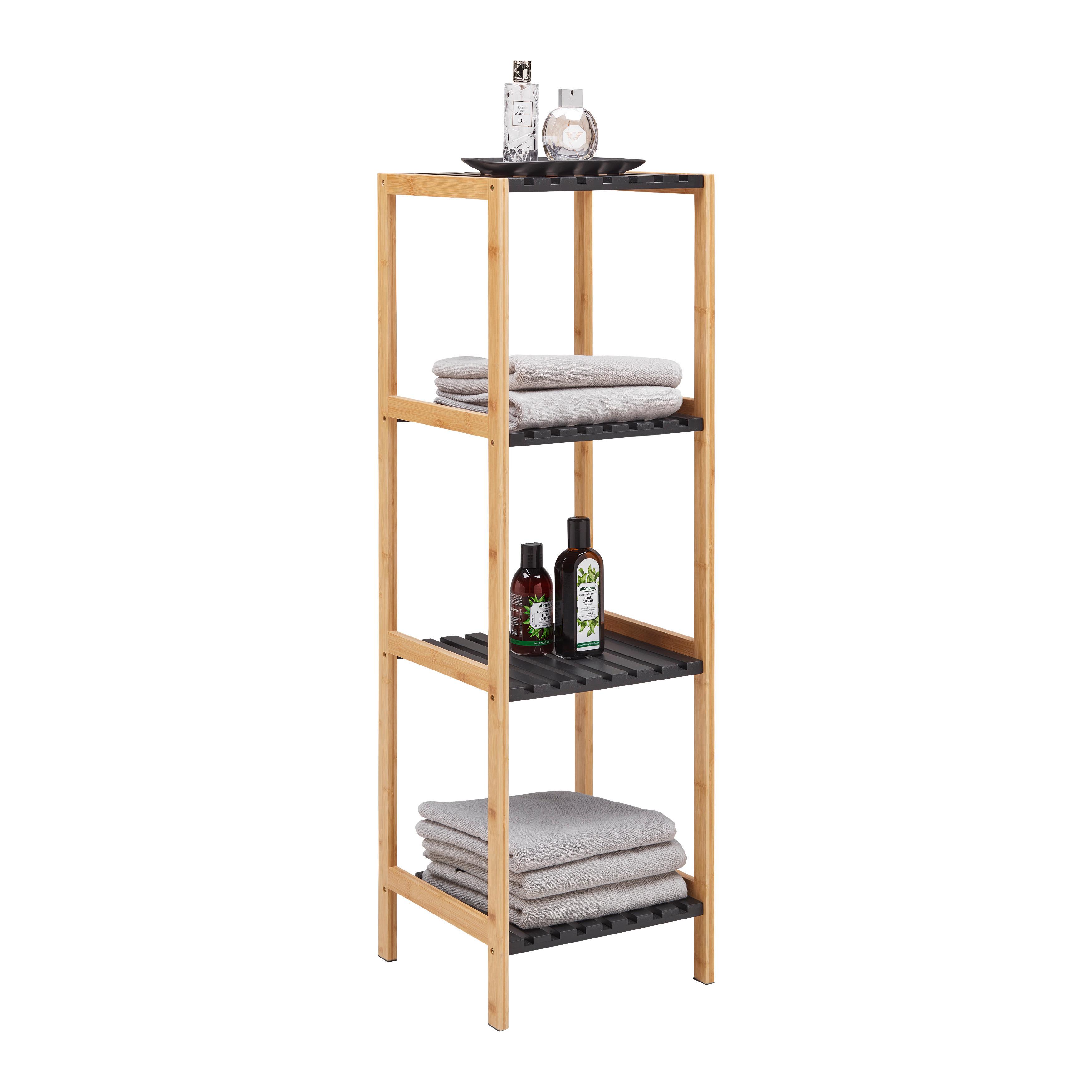 Regál ELSA bambus/čierna - čierna/prírodná farba, Modern, kompozitné drevo/prírodné materiály (34/110/33cm) - Mömax