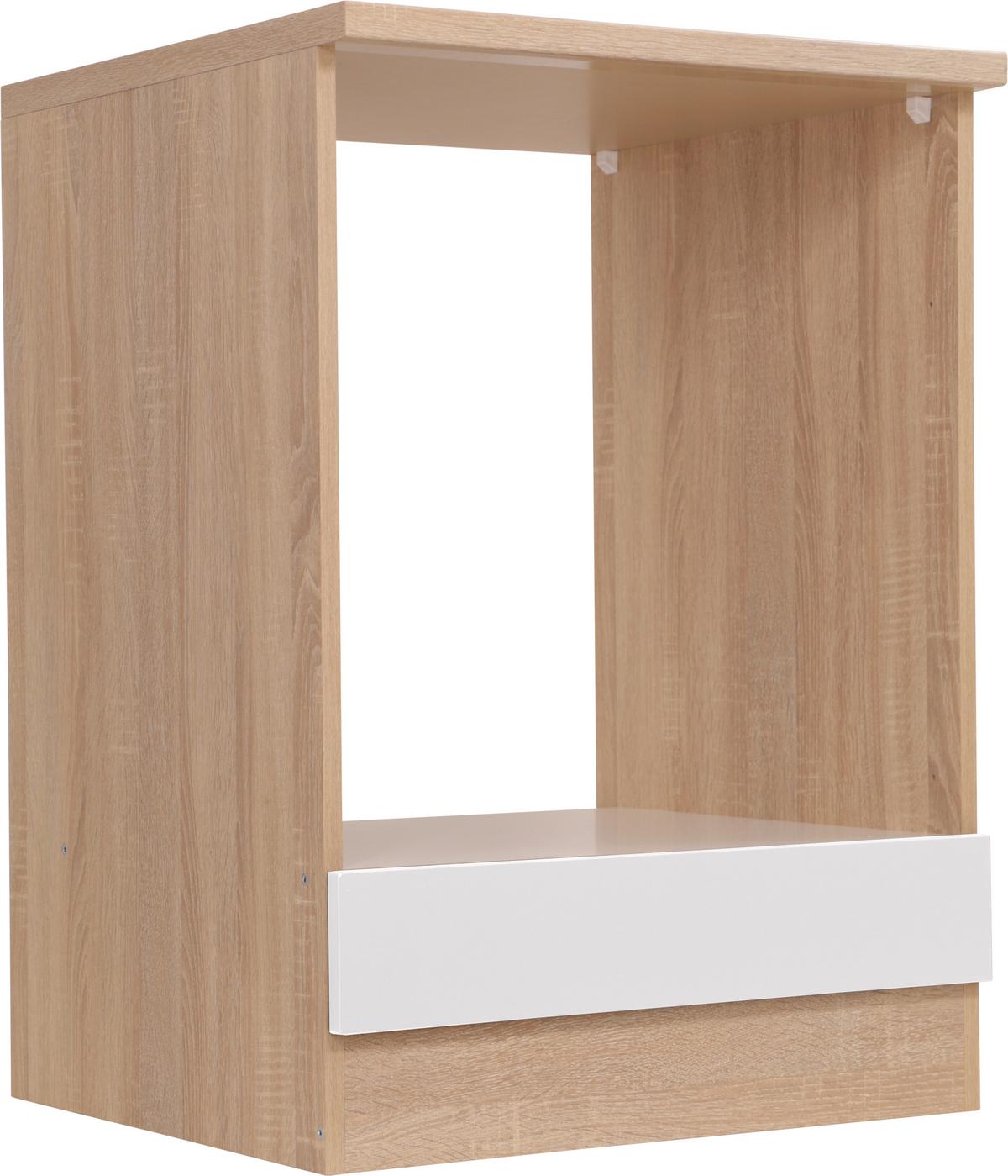 Herdumbauschrank Merle Weiß, Eiche Dekor B:60cm - Eichefarben/Weiß, Basics, Holzwerkstoff (60/84,8/60cm) - Respekta