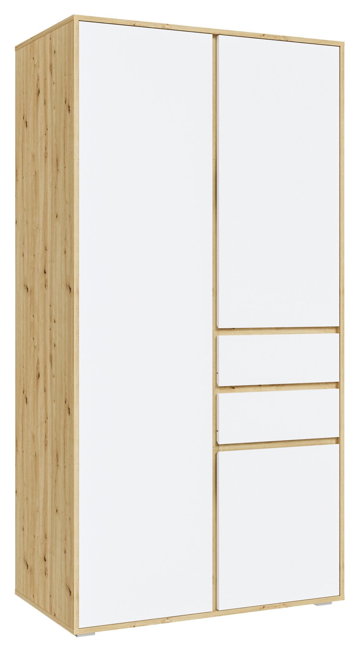 Drehtürenschrank Falun Weiß /Eiche Artisan Dekor B: 100cm