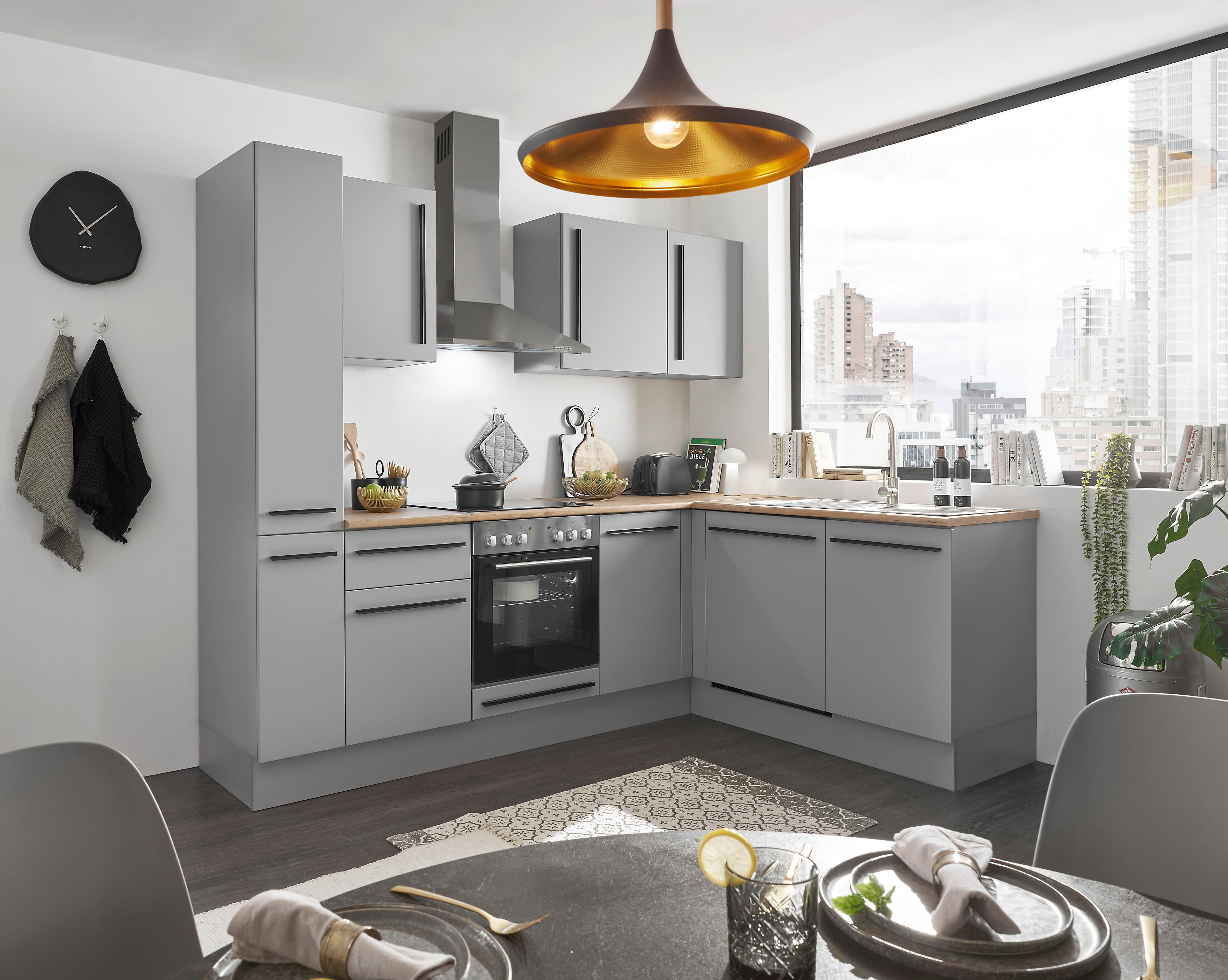 Eckküche Denver Grau/Eiche Dekor 250x175 cm - Eichefarben/Grau, Design, Holzwerkstoff (250/175cm) - MID.YOU