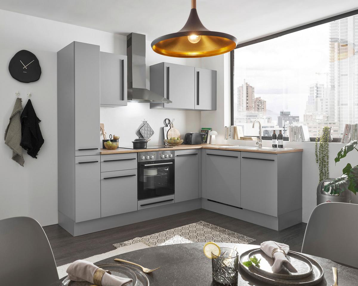 Eckküche Denver Grau/Eiche Dekor 250x175 cm - Eichefarben/Grau, Design, Holzwerkstoff (250/175cm) - MID.YOU