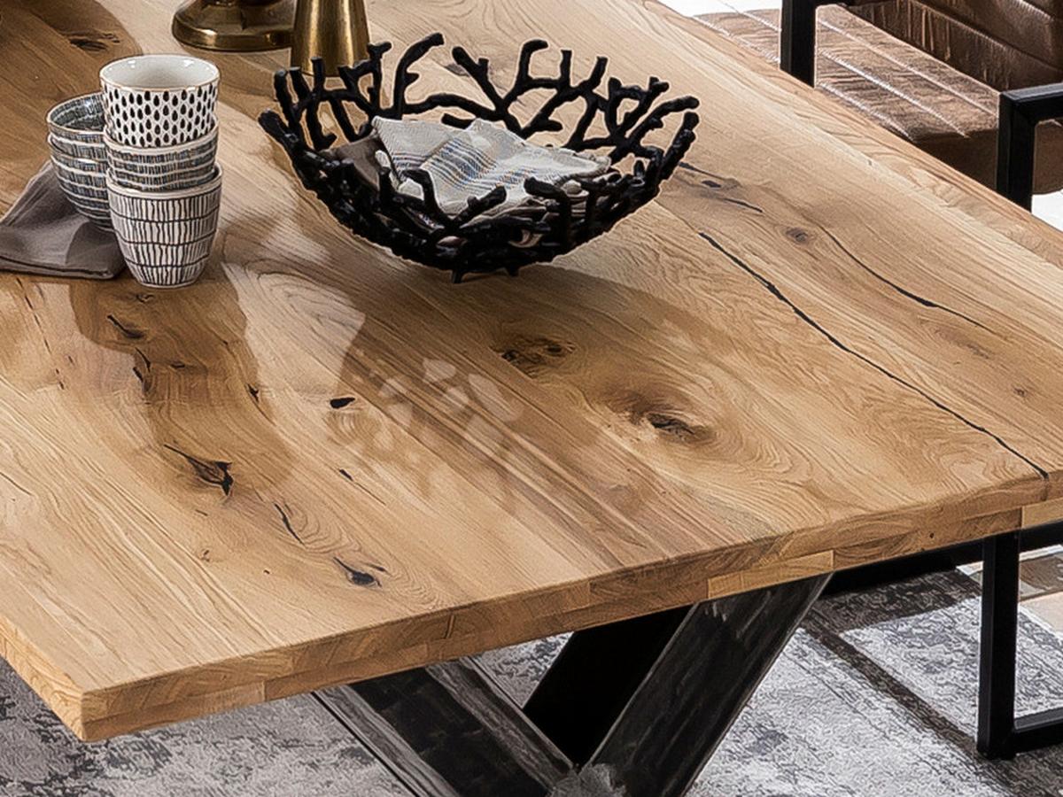 ESSTISCH Schwarz/Naturfarben L: 180cm - Schwarz/Naturfarben, MODERN, Holz/Metall (180/100/75cm) - MID.YOU
