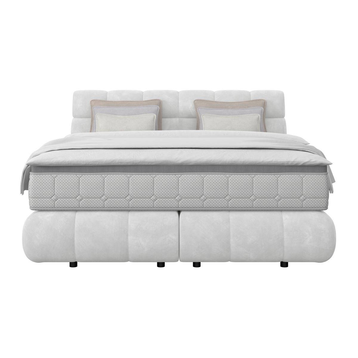 Boxspringbett Nobu Hellgrau, Lf: 180x200 Cm - Hellgrau/Schwarz, Trend, Holz/Textil (180/200cm)