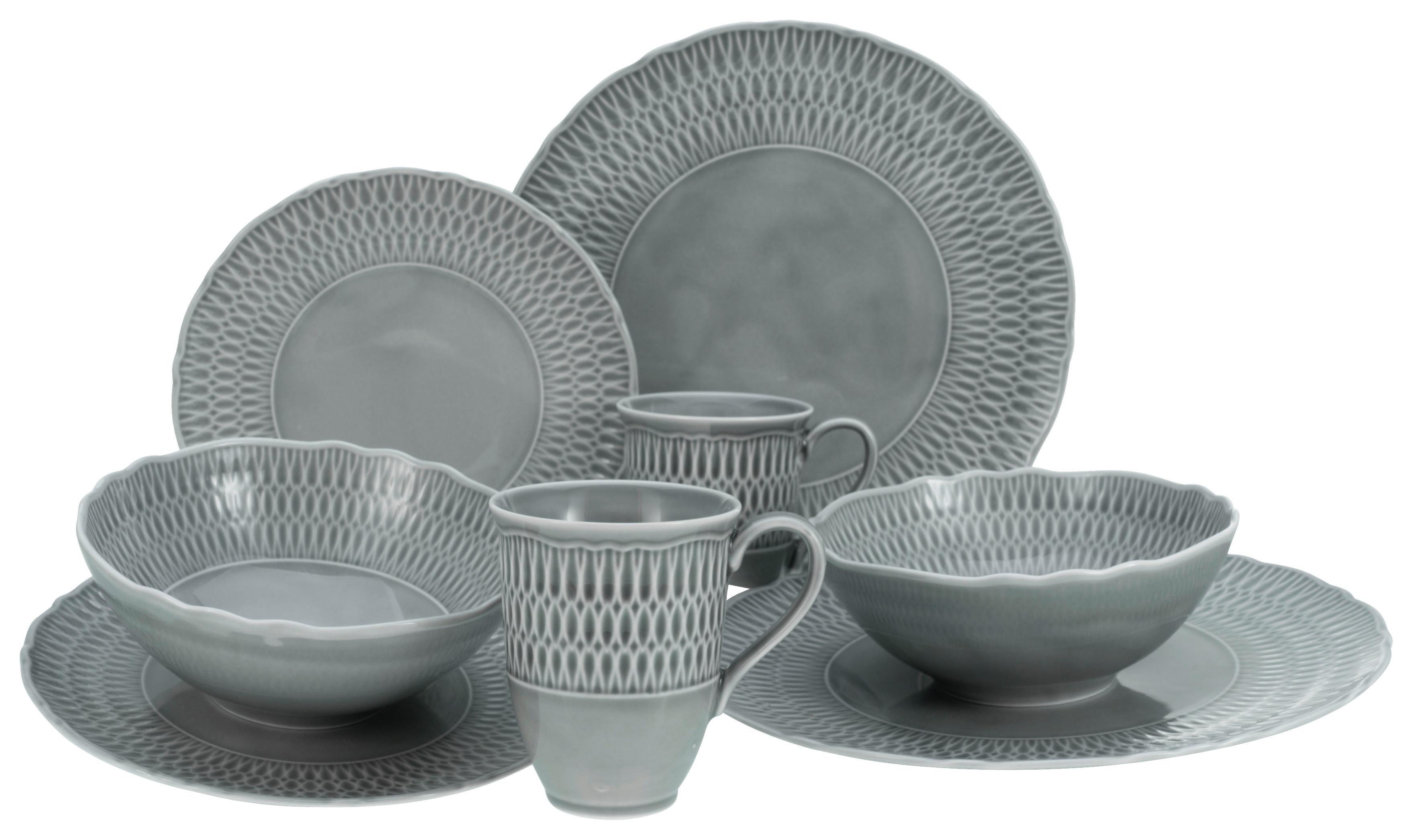 Kombiservice Sofia Keramik 2 Personen Geschirr Set Grau - Grau, Trend, Keramik - Creatable