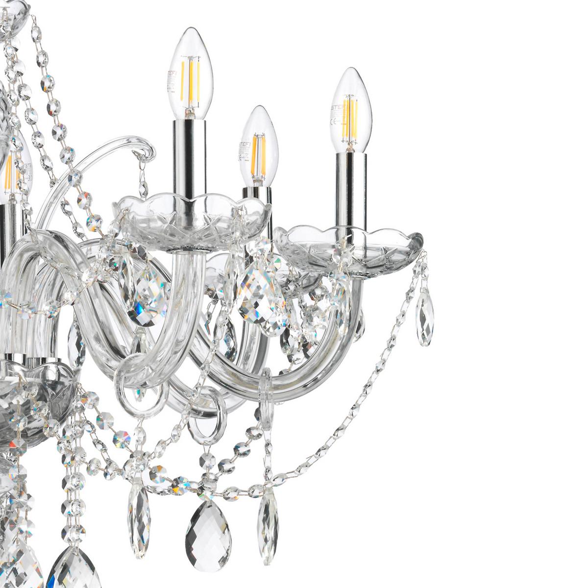Kronleuchter 9095/8c - Chromfarben/Transparent, KONVENTIONELL, Glas/Metall (75/100cm)