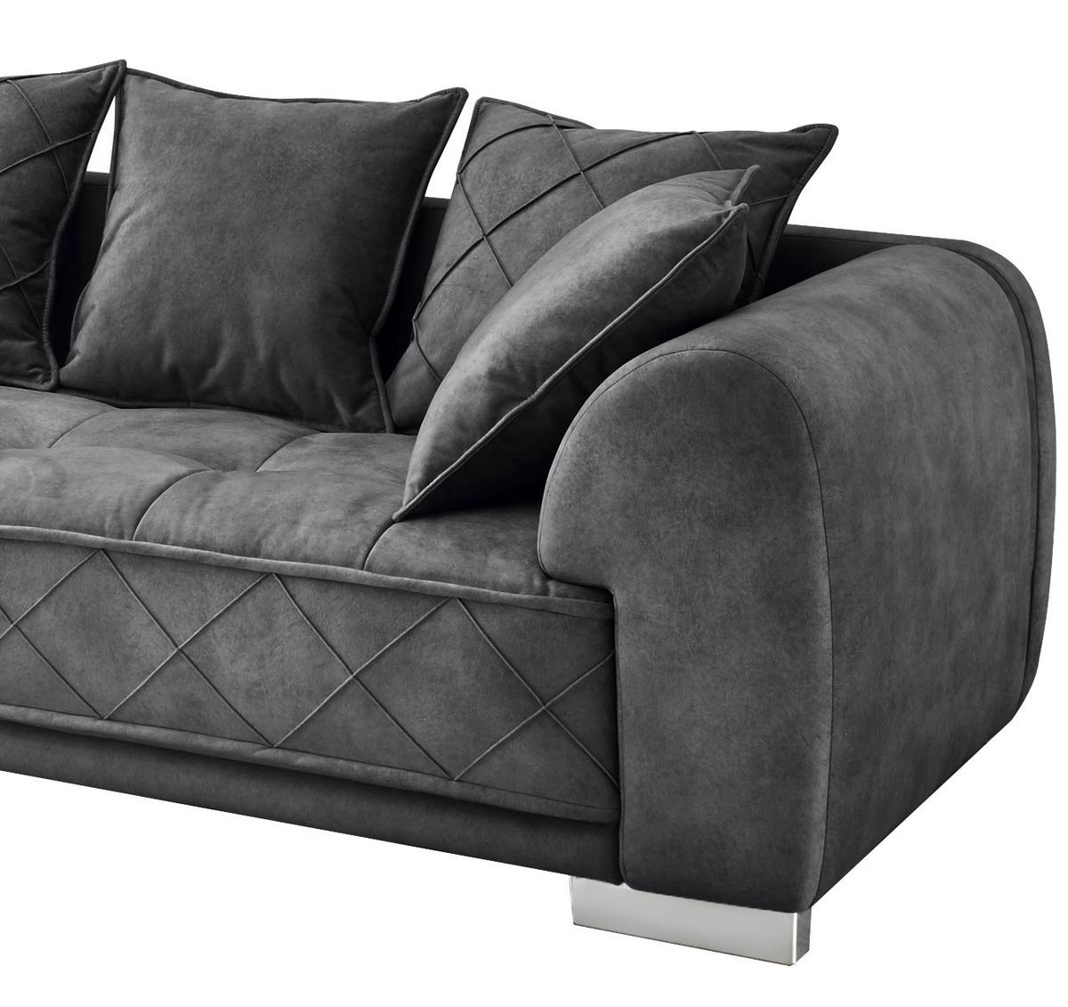 Sedací souprava ve tvaru L SENTINA antracitová - barvy stříbra/antracitová, Basics, kompozitní dřevo/textil (319/194cm) - MID.YOU