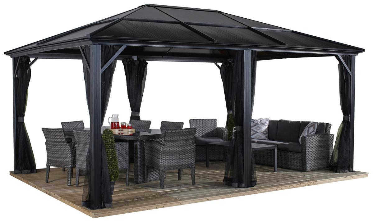 Pavillon Meridien 485x365 Cm Wetterfest Gartenpavillon - Anthrazit, Basics, Kunststoff/Metall (485/270/365cm)