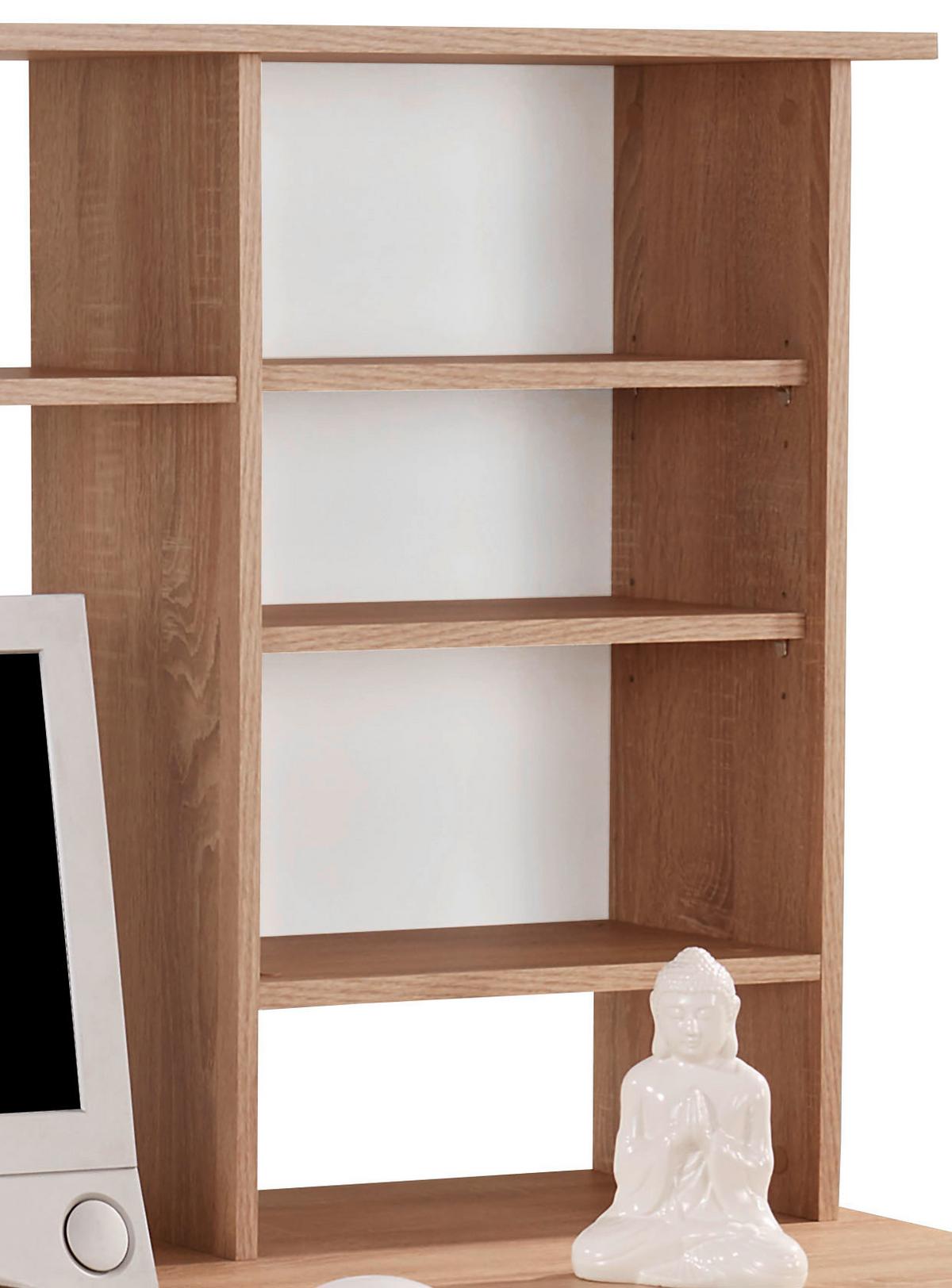 Schreibtisch Mit Stauraum + Tastaturauszug B 160cm Thema2 - Weiß/Sonoma Eiche, MODERN, Holzwerkstoff/Kunststoff (160/153,4cm)