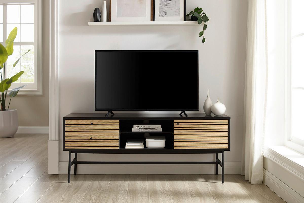 Lowboard Schwarz, Eichefarben B: 150cm - Eichefarben/Schwarz, Design, Holz/Holzwerkstoff (150/60/40cm) - Livetastic