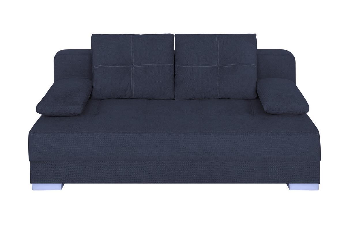 Schlafsofa mit Bettkasten Ben Dunkelblau - Chromfarben/Schwarz, Design, Holzwerkstoff/Textil (200/90/110cm) - P & B