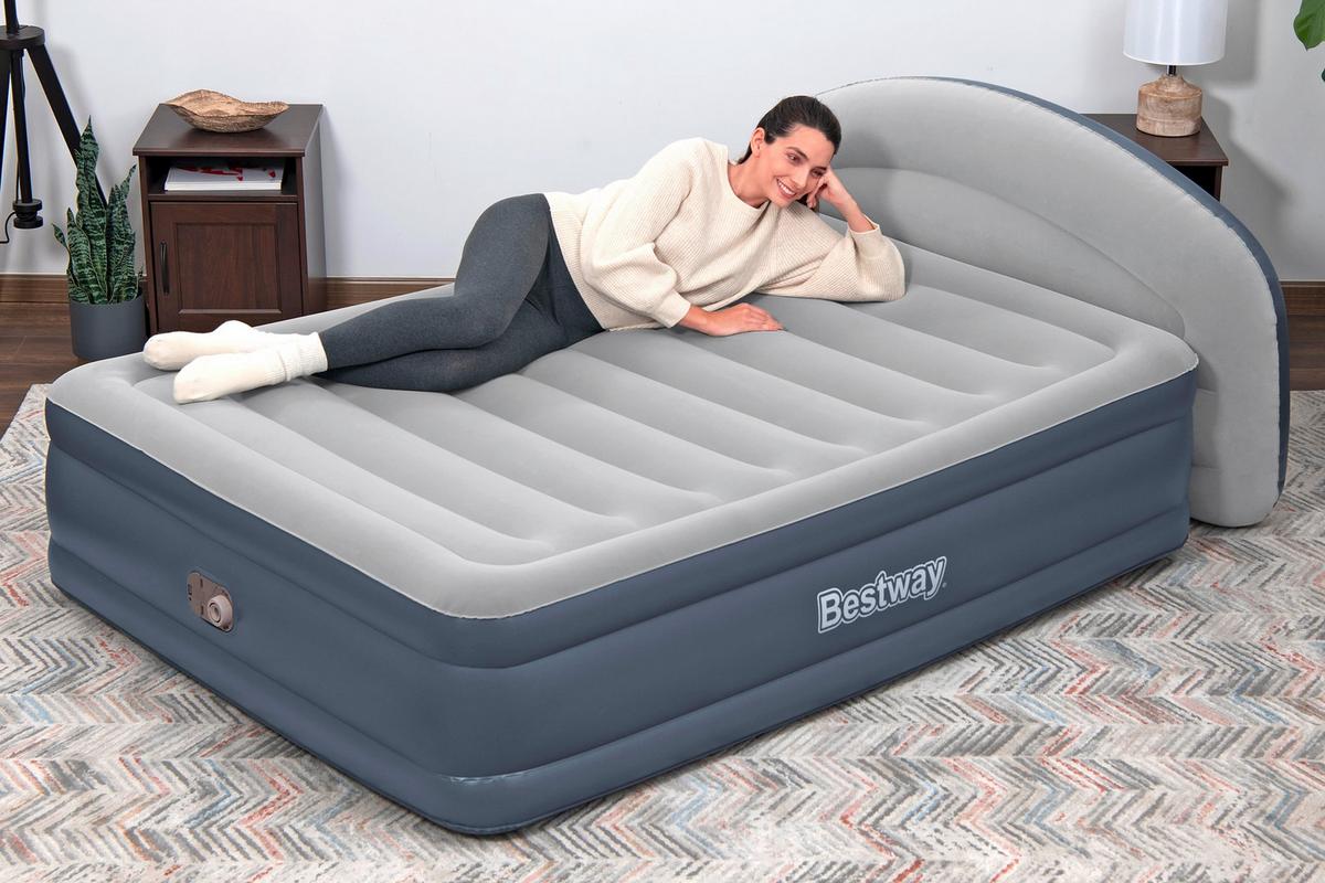 Luftbett Leon 229x152x84 cm Bis 300kg, inkl. Pumpe - Dunkelblau/Grau, KONVENTIONELL, Kunststoff/Metall (229/152/84cm) - Bestway