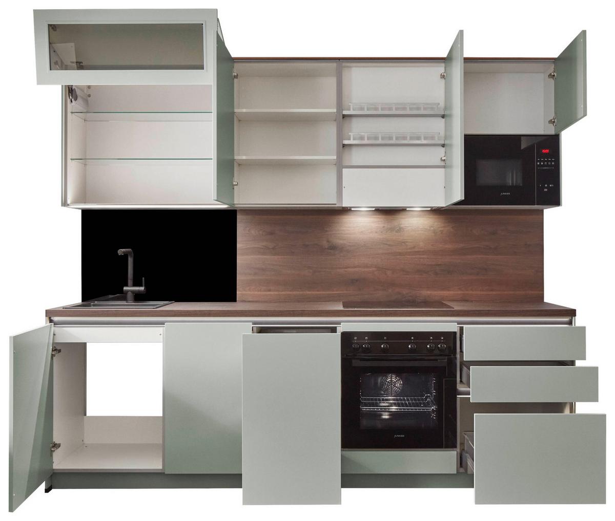 Küchenblock Sidney - Walnussfarben/Grau, Basics, Holzwerkstoff (272cm) - Vertico